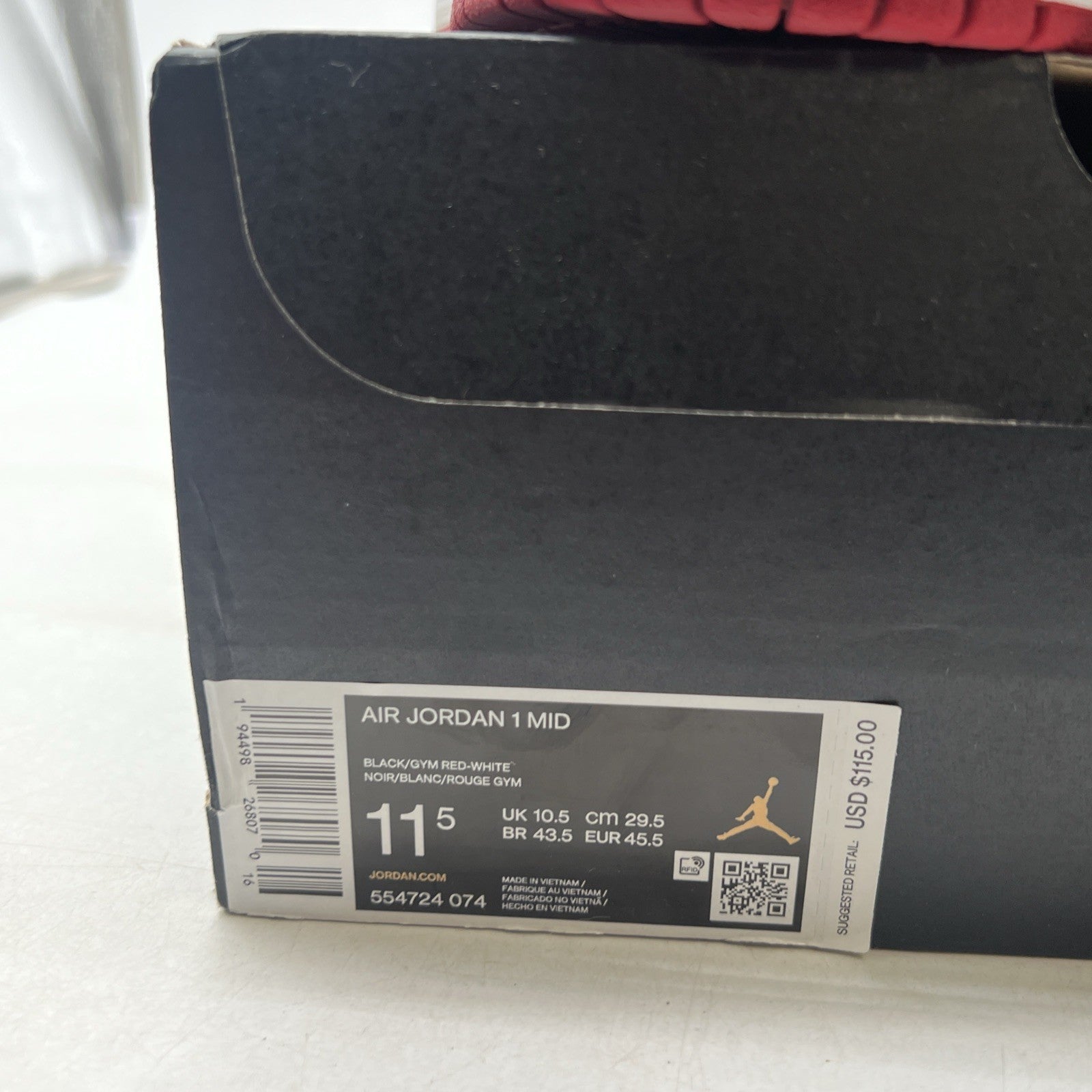 Size 11.5 - Air Jordan 1 Mid Banned 2020 (554724-074)