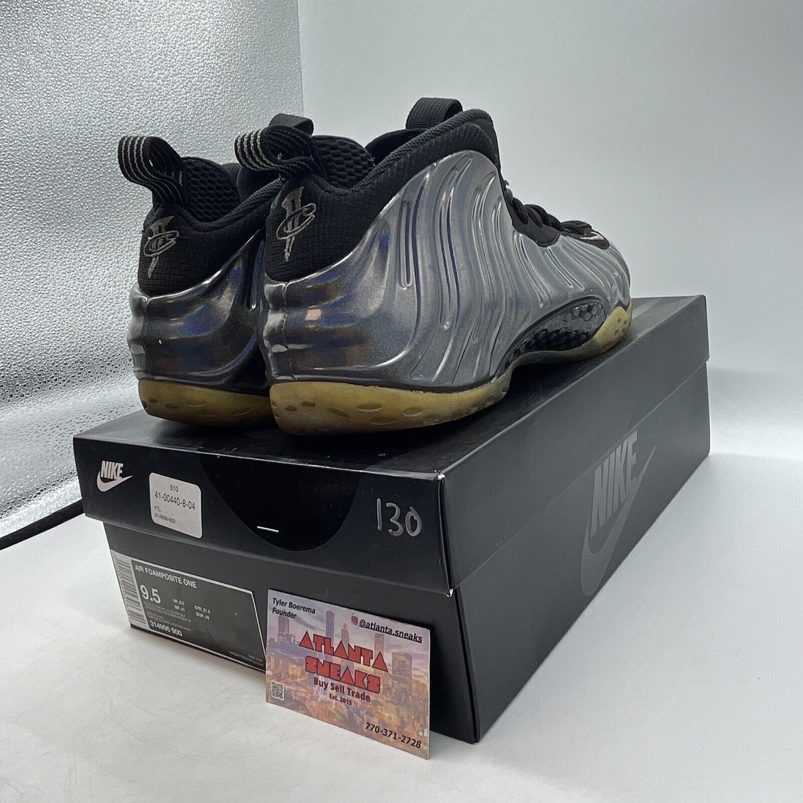 Size 9.5 - Nike Air Foamposite One Hologram Grey Purple Multi (314996-900)