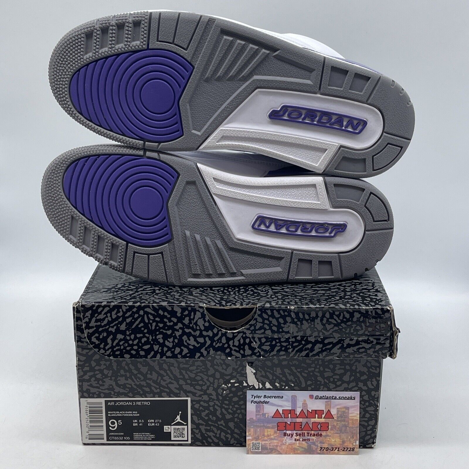 Size 9.5 - Jordan 3 Retro Mid Dark Iris Purple White Leather (CT8532-105)