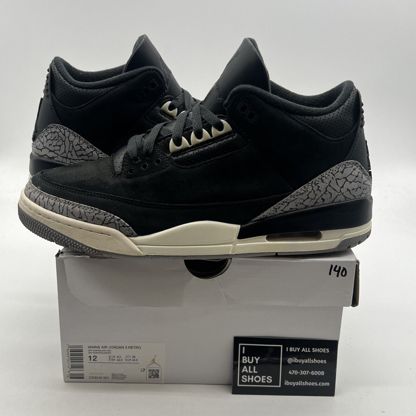 Size 12W - Air Jordan 3 Retro Off Noir W (CK9246-001)