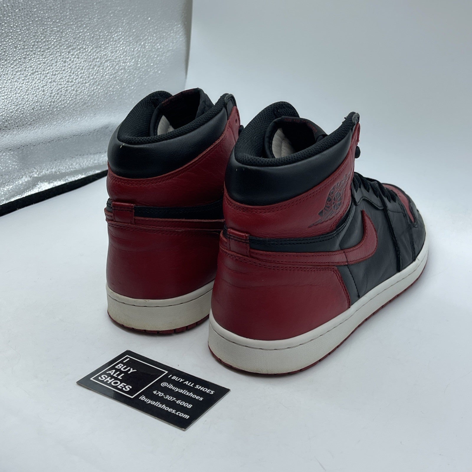 Size 12 - Jordan 1 Retro OG High Banned, Bred Black Red Leather (555088-001)