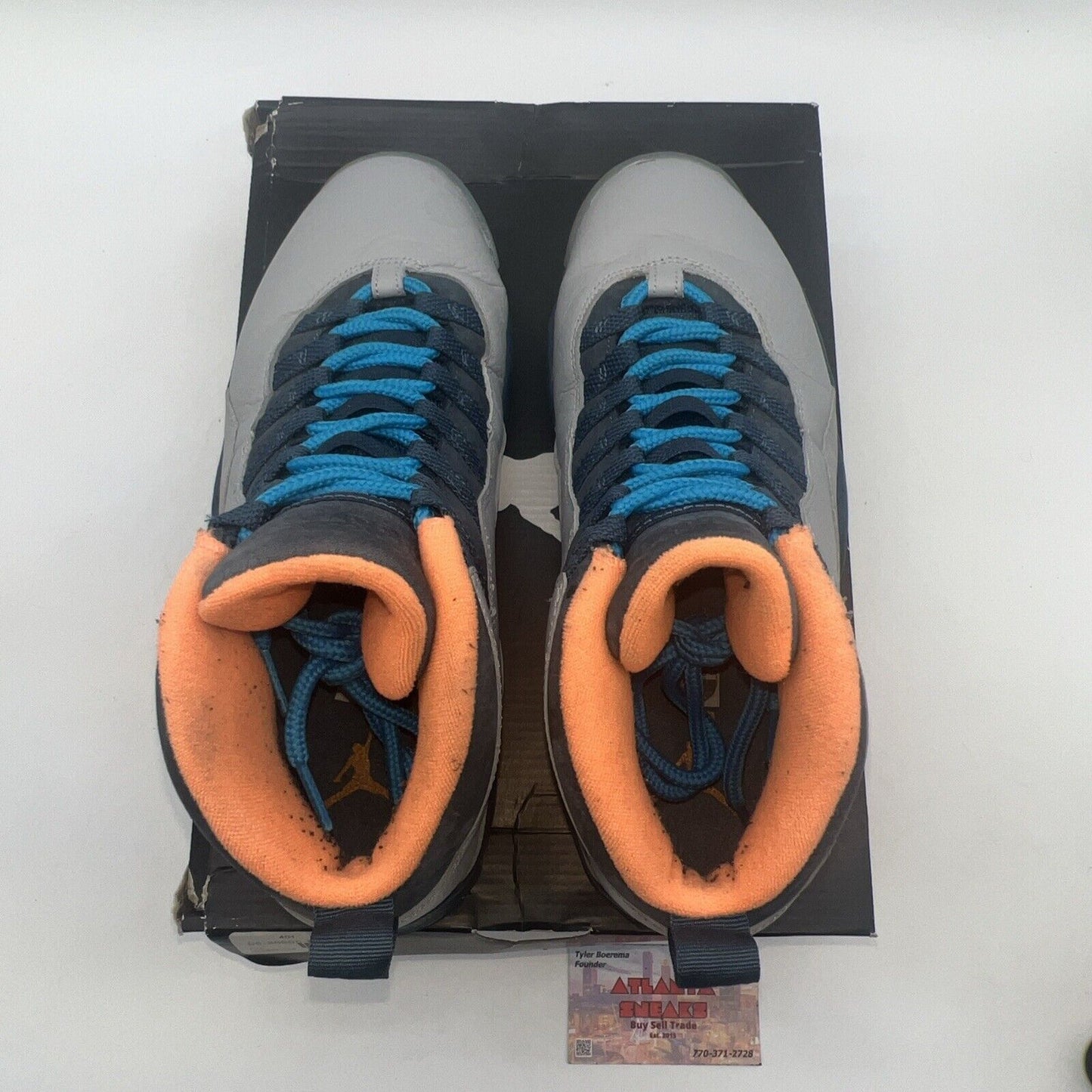 Size 9 - Air Jordan 10 Retro Bobcats Grey Orange Blue Leather (310805-026)