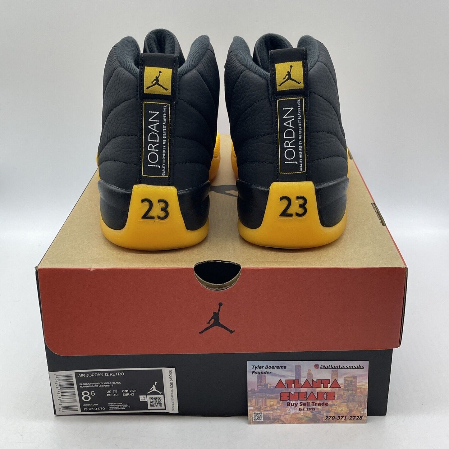 Size 8.5 - Jordan 12 Retro University Gold Yellow Black Leather (130690-070)