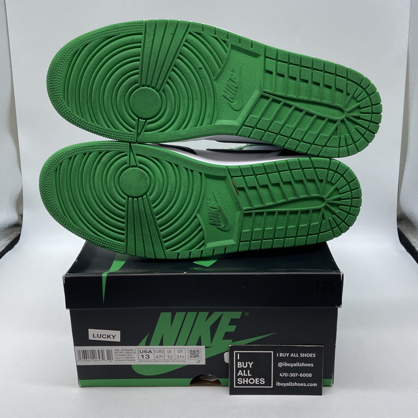 Size 13 - Air Jordan 1 Retro OG High Lucky Green Black Leather (DZ5485-031)
