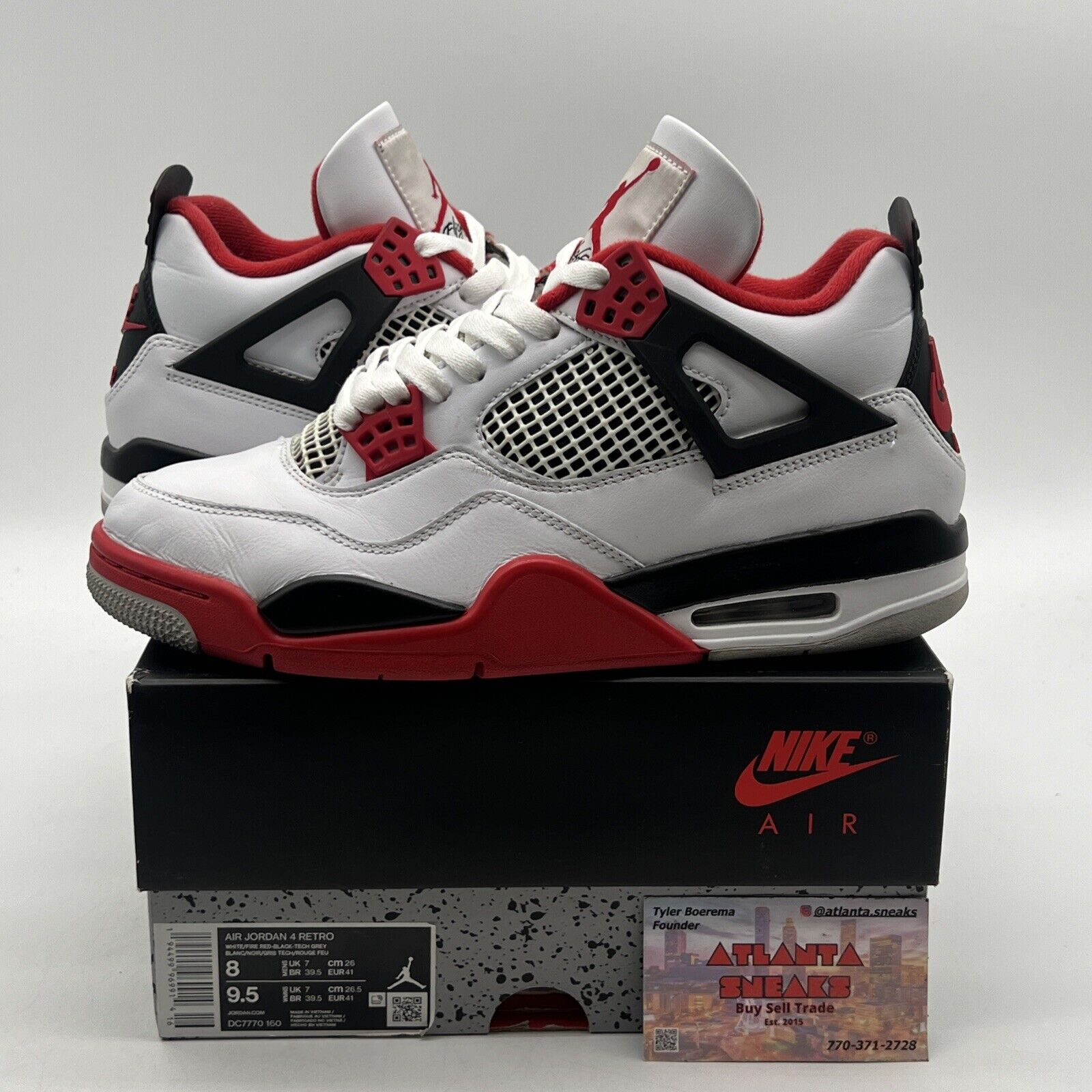 Size 8 - Jordan 4 Retro OG Mid Fire Red White Black Leather (DC7770-160)