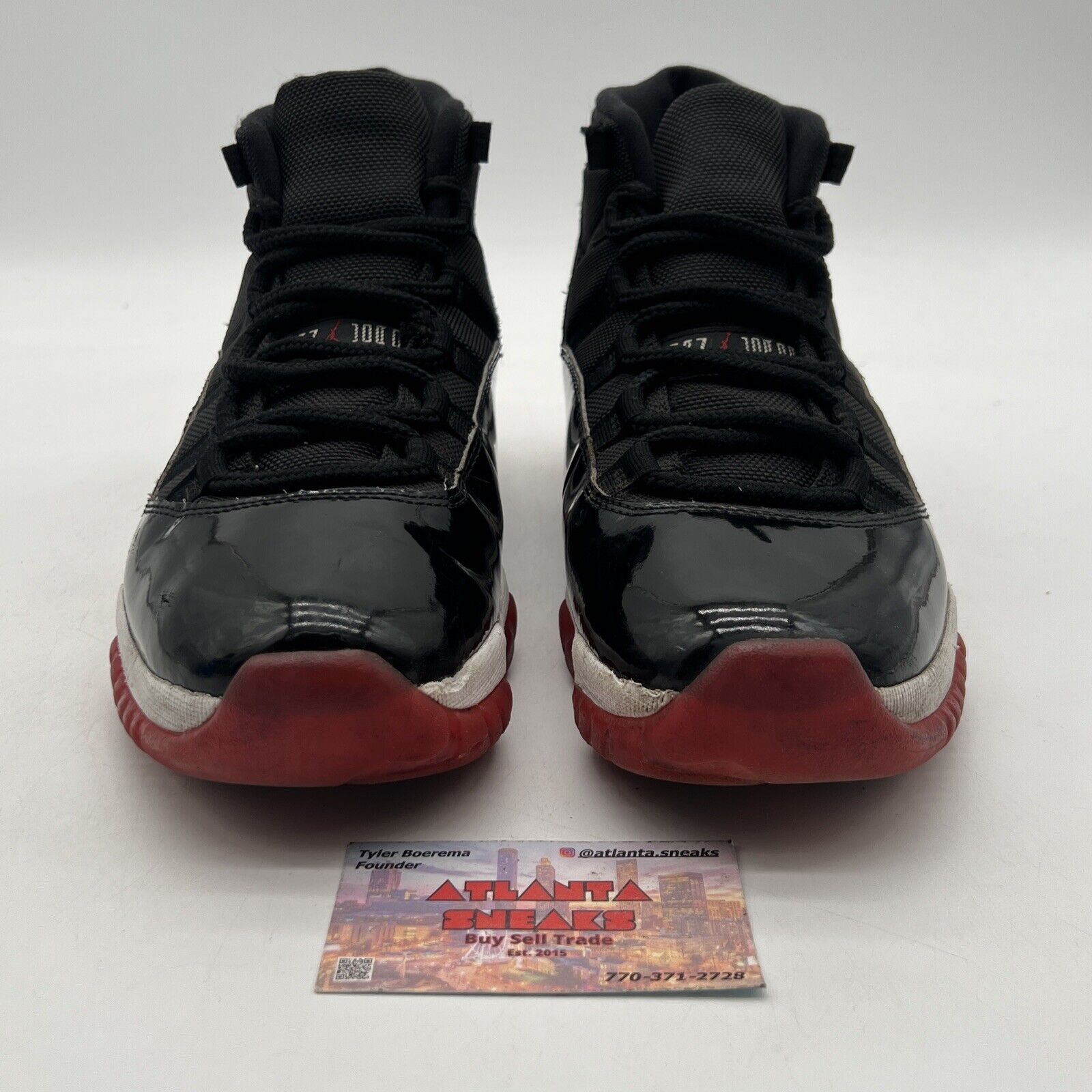 Size 9.5 - Jordan 11 Retro High Bred Black White Red Leather (378037-061)