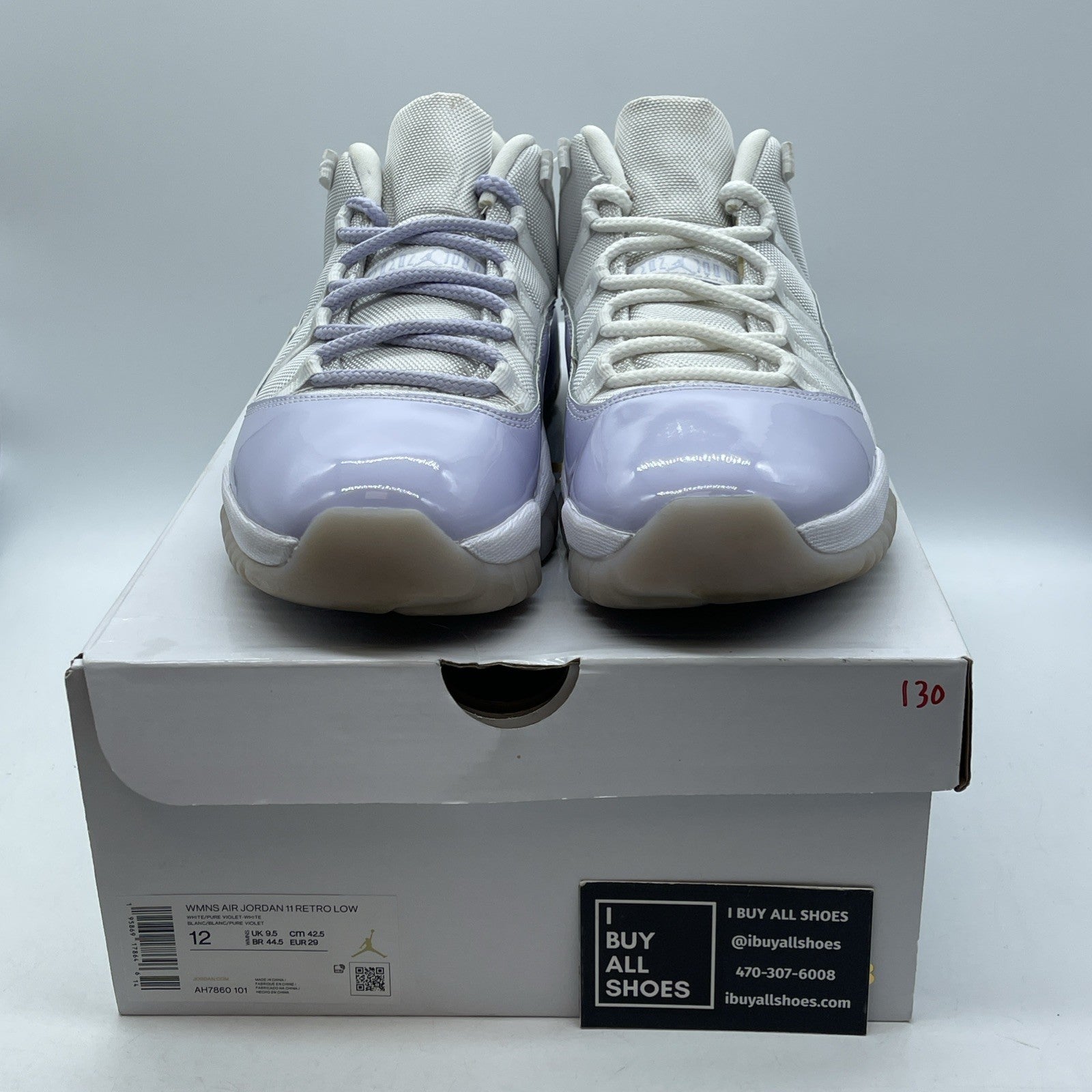 Size 12W- Air Jordan 11 Retro Low Pure Violet Purple White Leather (AH7860-101)
