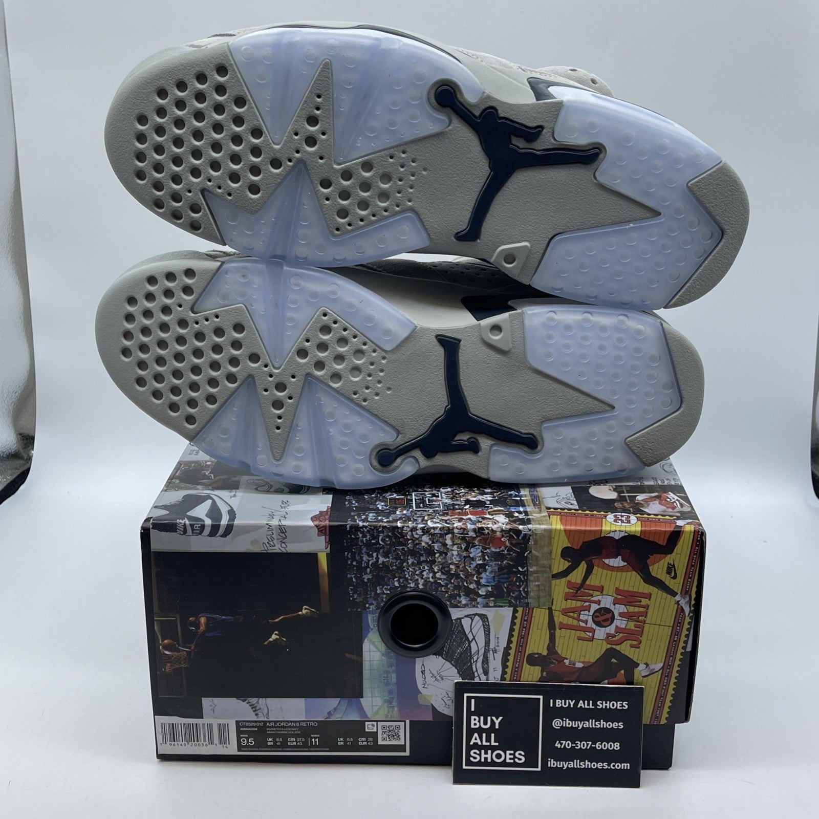 Size 9.5 - Jordan 6 Retro Mid Georgetown Grey Blue Suede (CT8529-012)