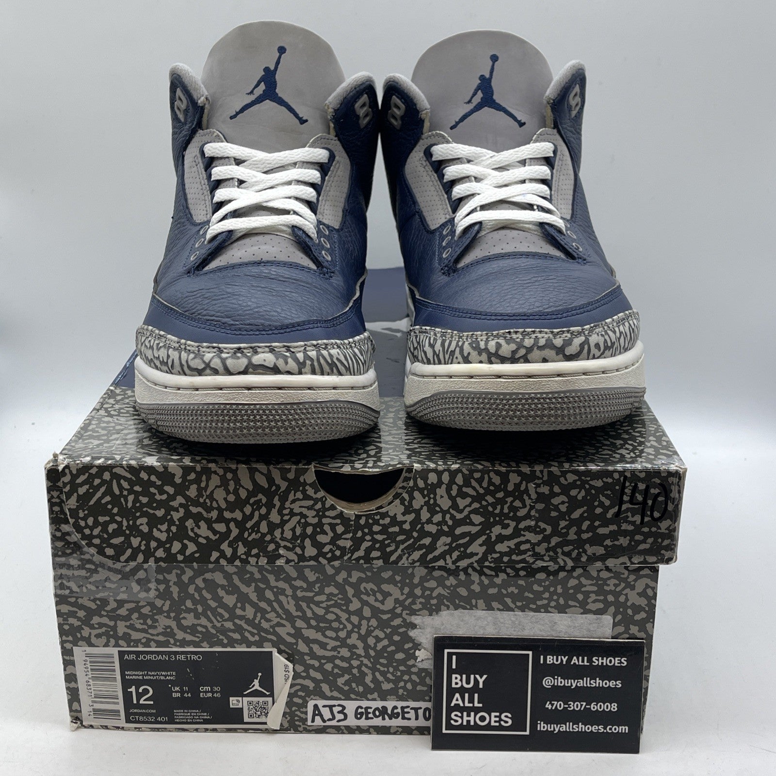 Size 12 - Jordan 3 Retro Blue Obsidian White Leather (CT8532-401)