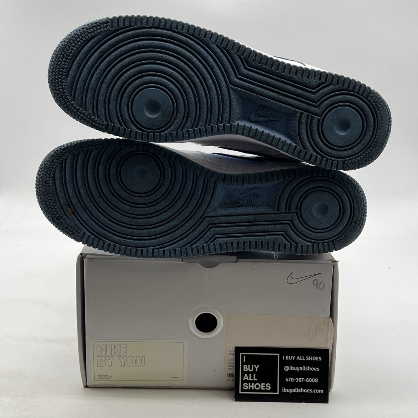 Size 10 -NIKE AIR FORCE 1 LOW UNLOCKED ID NIKE BY YOU "PATENT" BLUE (DJ7015-991)