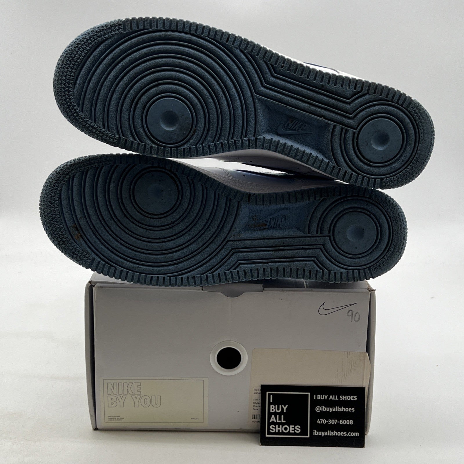 Size 10 -NIKE AIR FORCE 1 LOW UNLOCKED ID NIKE BY YOU "PATENT" BLUE (DJ7015-991)