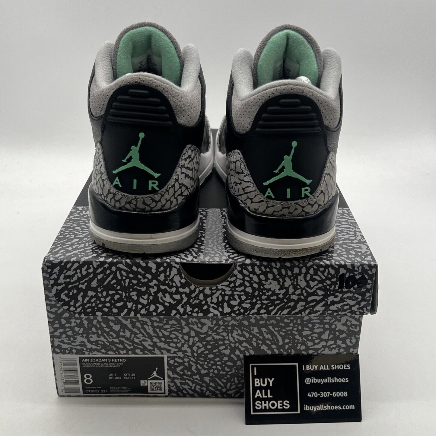 Size 8 - Air Jordan 3 Retro Green Glow (CT8532-031)