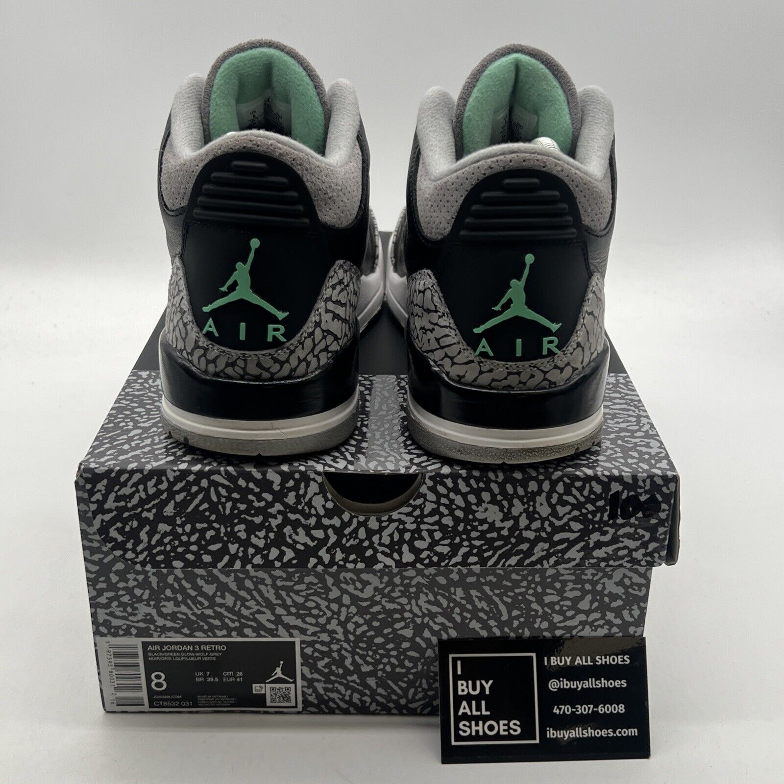 Size 8 - Air Jordan 3 Retro Green Glow (CT8532-031)