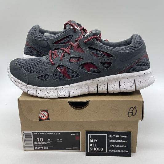 Size 10 - Nike Free Run 2 gray and crimsom red (555174-061)