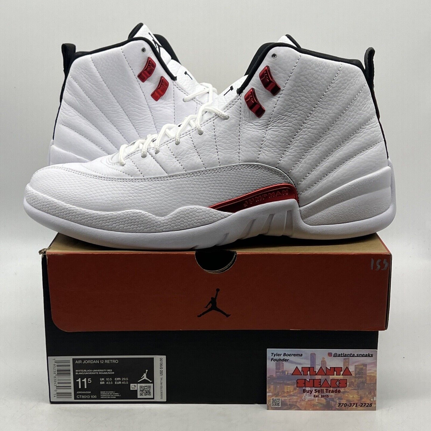 Size 11.5 - Air Jordan 12 Retro Twist White Red Black Leather  (CT8013-106)