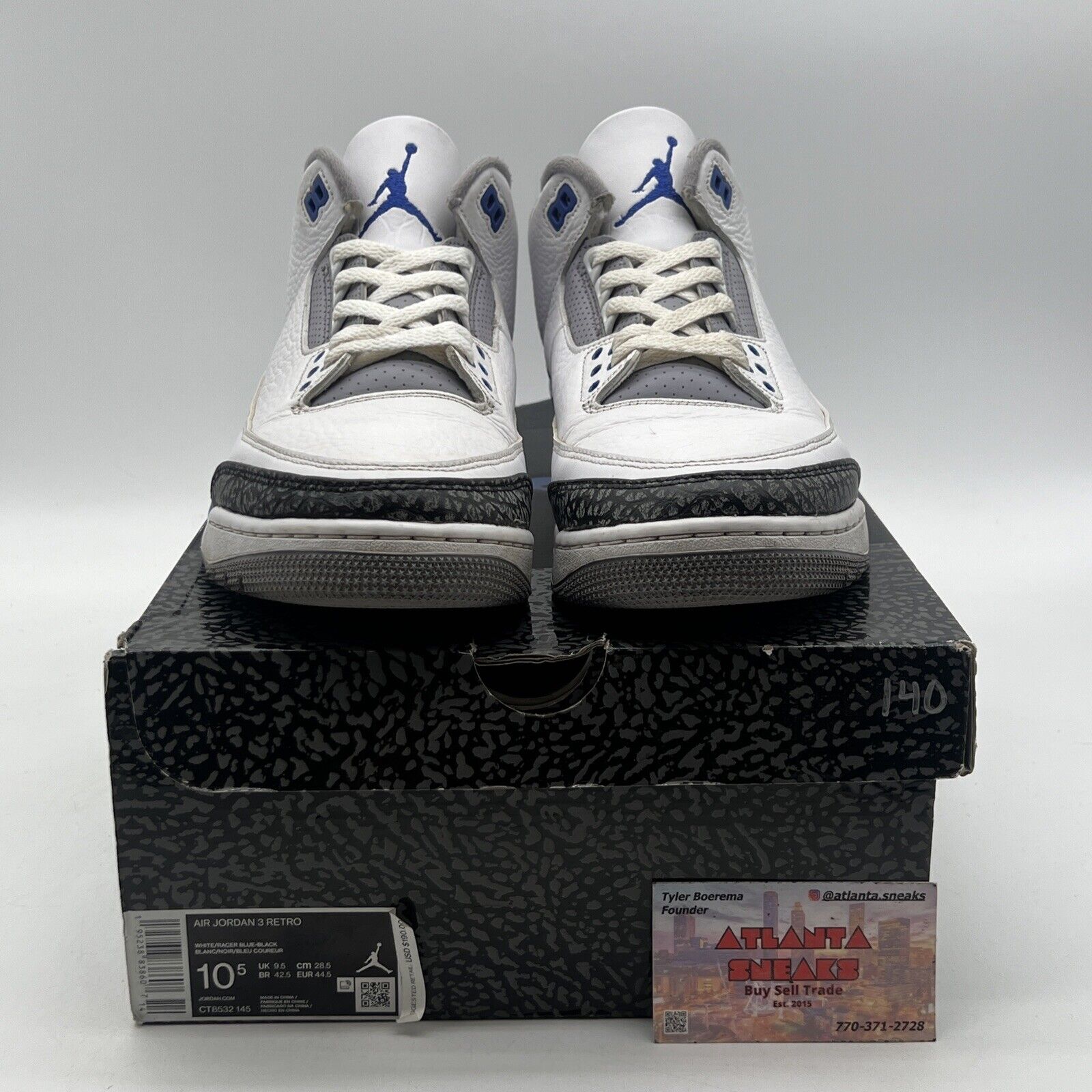 Size 10.5 - Jordan 3 Retro Mid Racer Blue White Black Leather (CT8532-145)