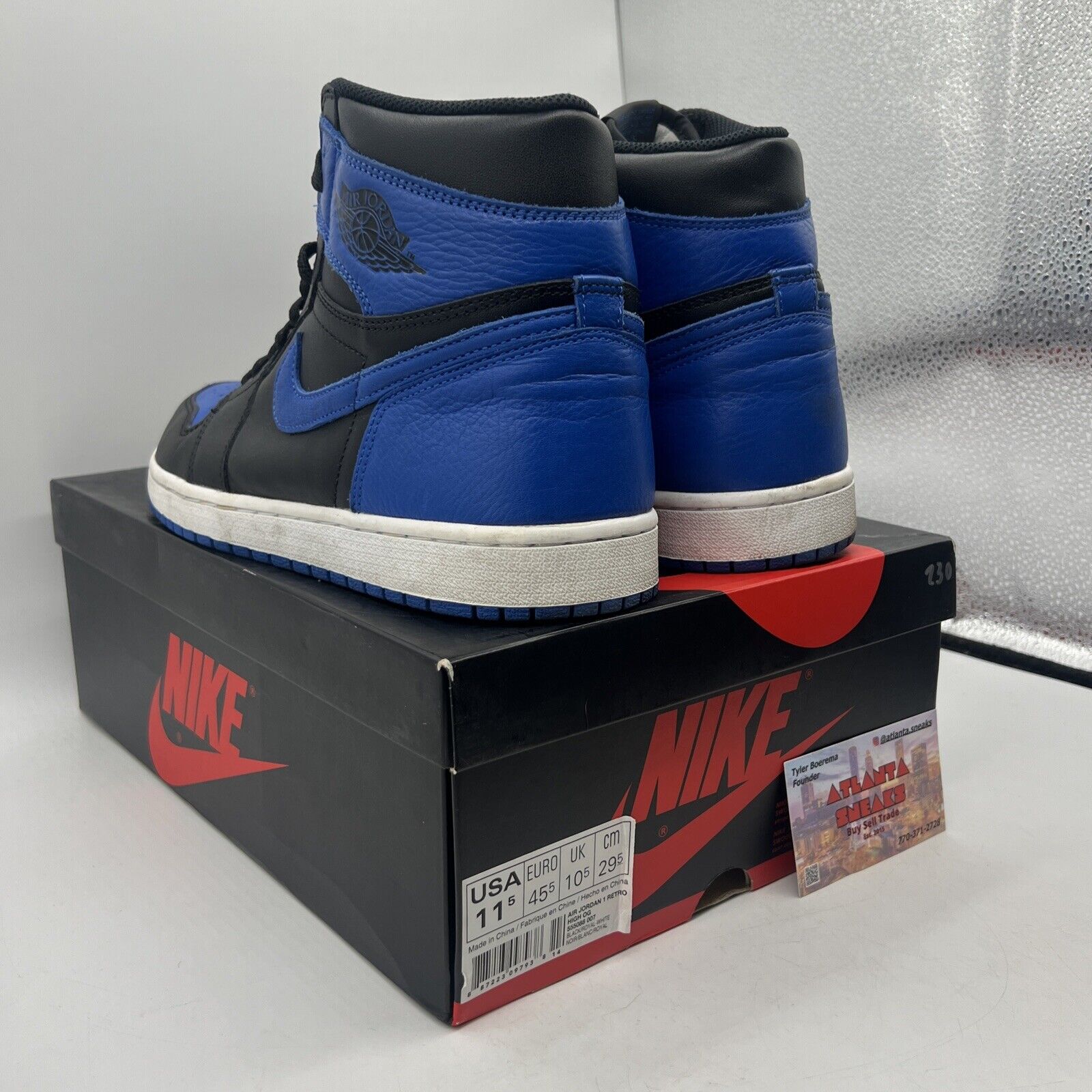 Size 11.5 - Jordan 1 Retro OG High Royal Black White Leather  (555088-007)