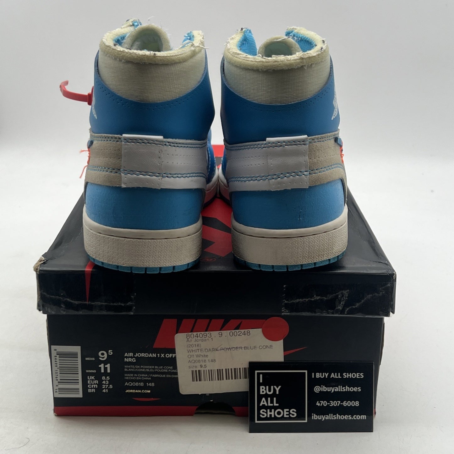 Size 9.5 - Air Jordan 1 Retro OG x Off-White High UNC (AQ0818-148)
