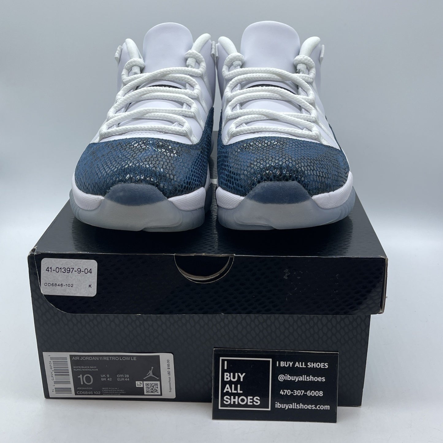 Size 10 - Jordan 11 Retro Low Snakeskin Blue Suede Leather (CD6846-102)