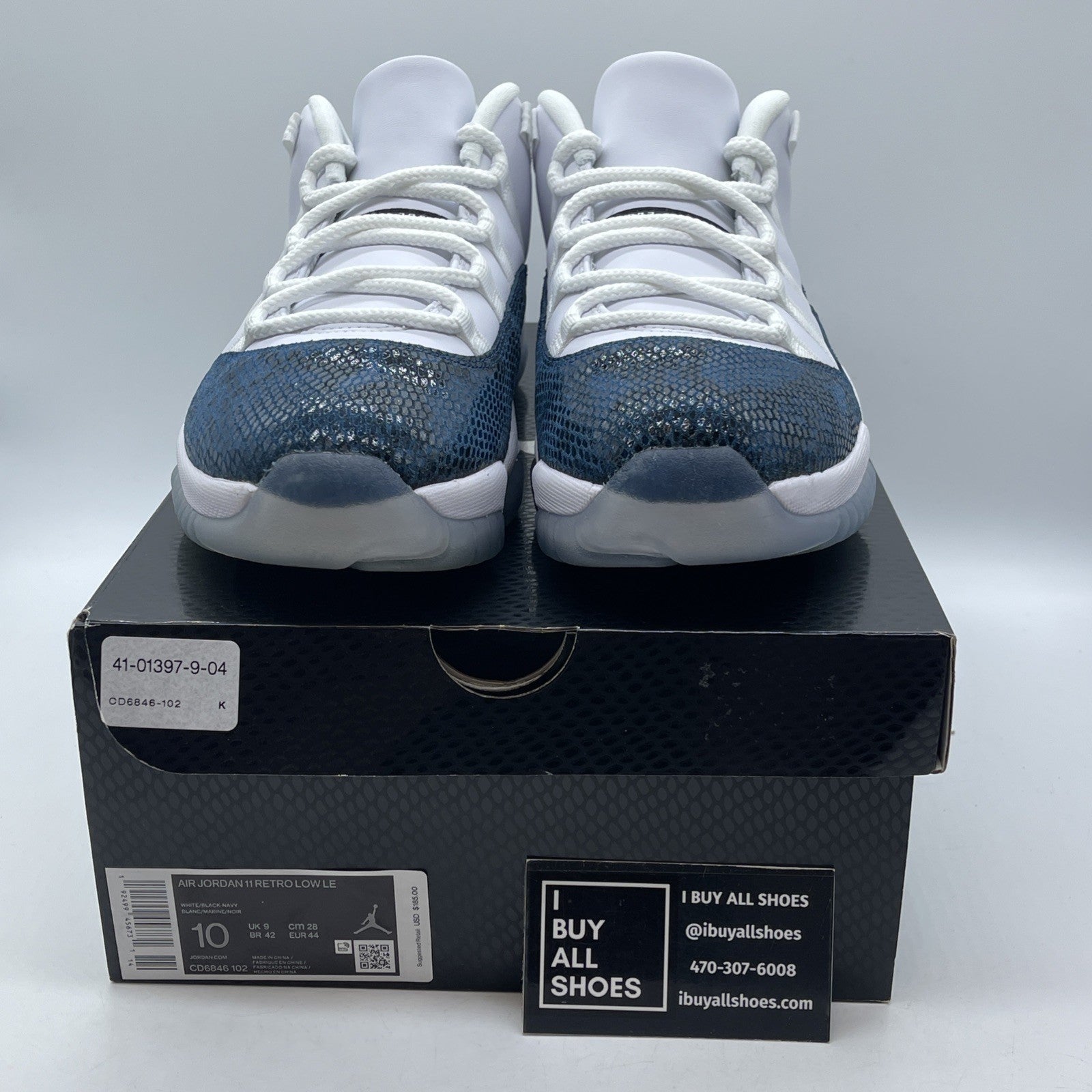 Size 10 - Jordan 11 Retro Low Snakeskin Blue Suede Leather (CD6846-102)