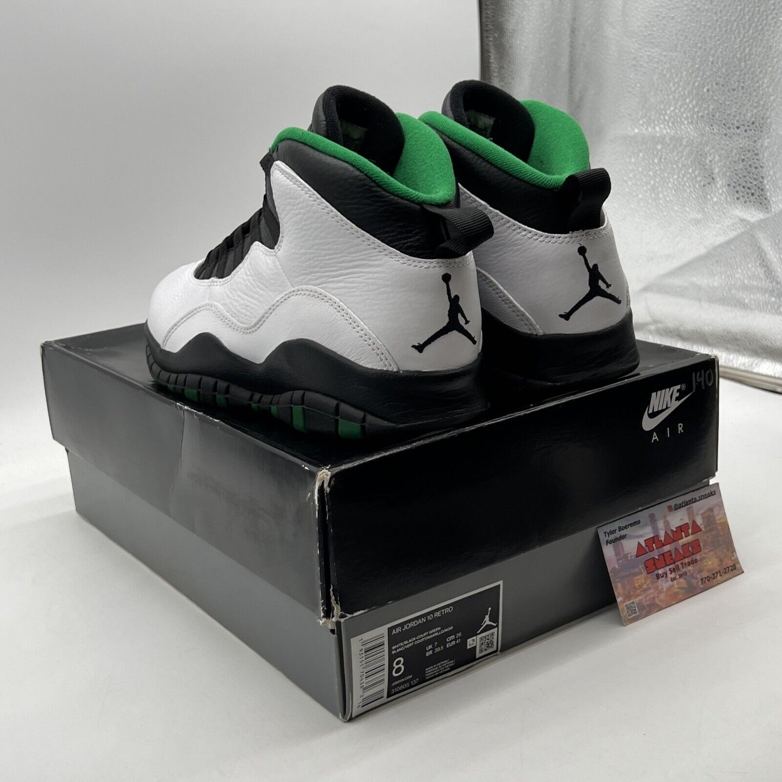 Size 8 - Air Jordan 10 Retro 2019 Seattle Black White Leather Green (310805-137)