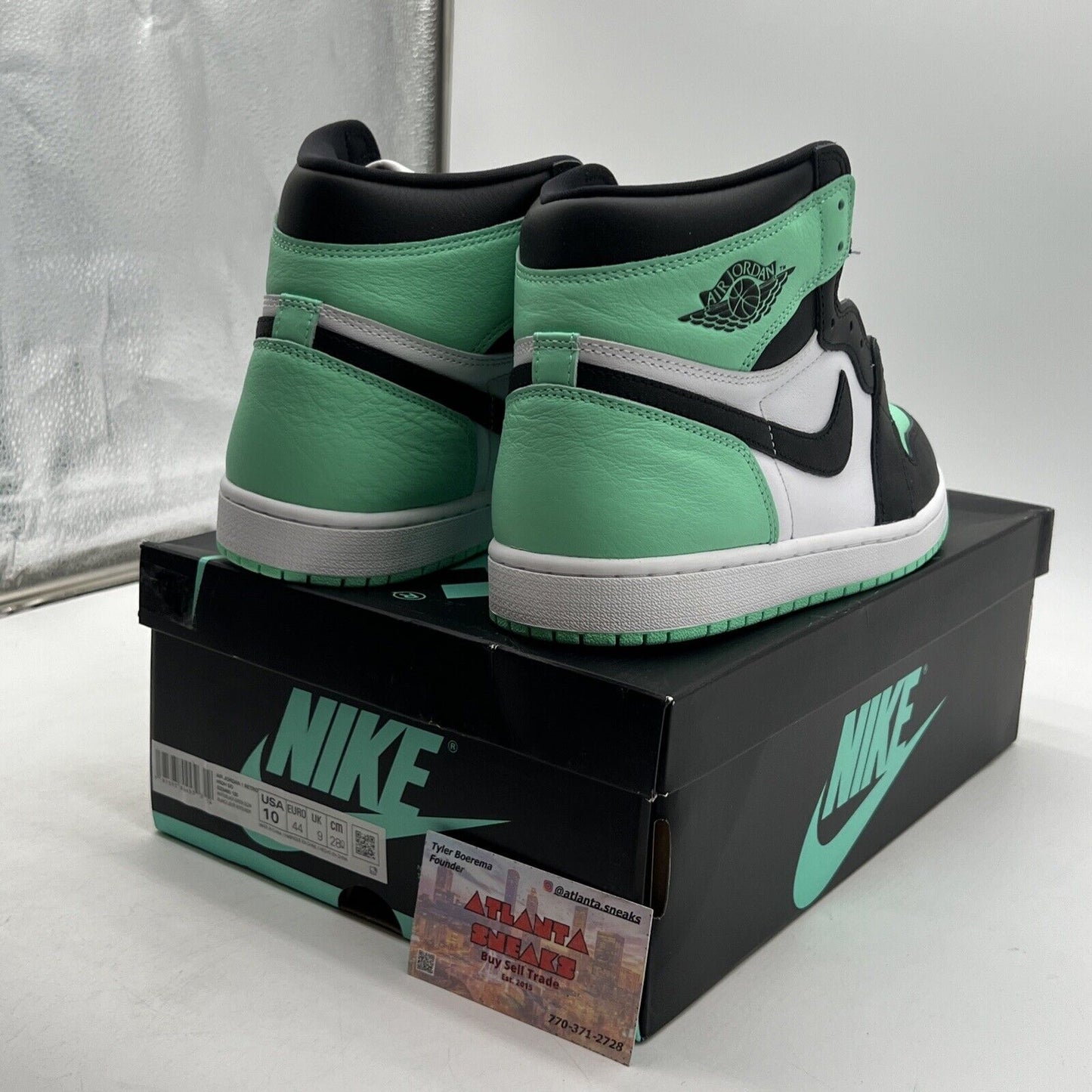 Size 10 - Air Jordan 1 Retro OG High Green Glow White Black Leather.(DZ5495-130)