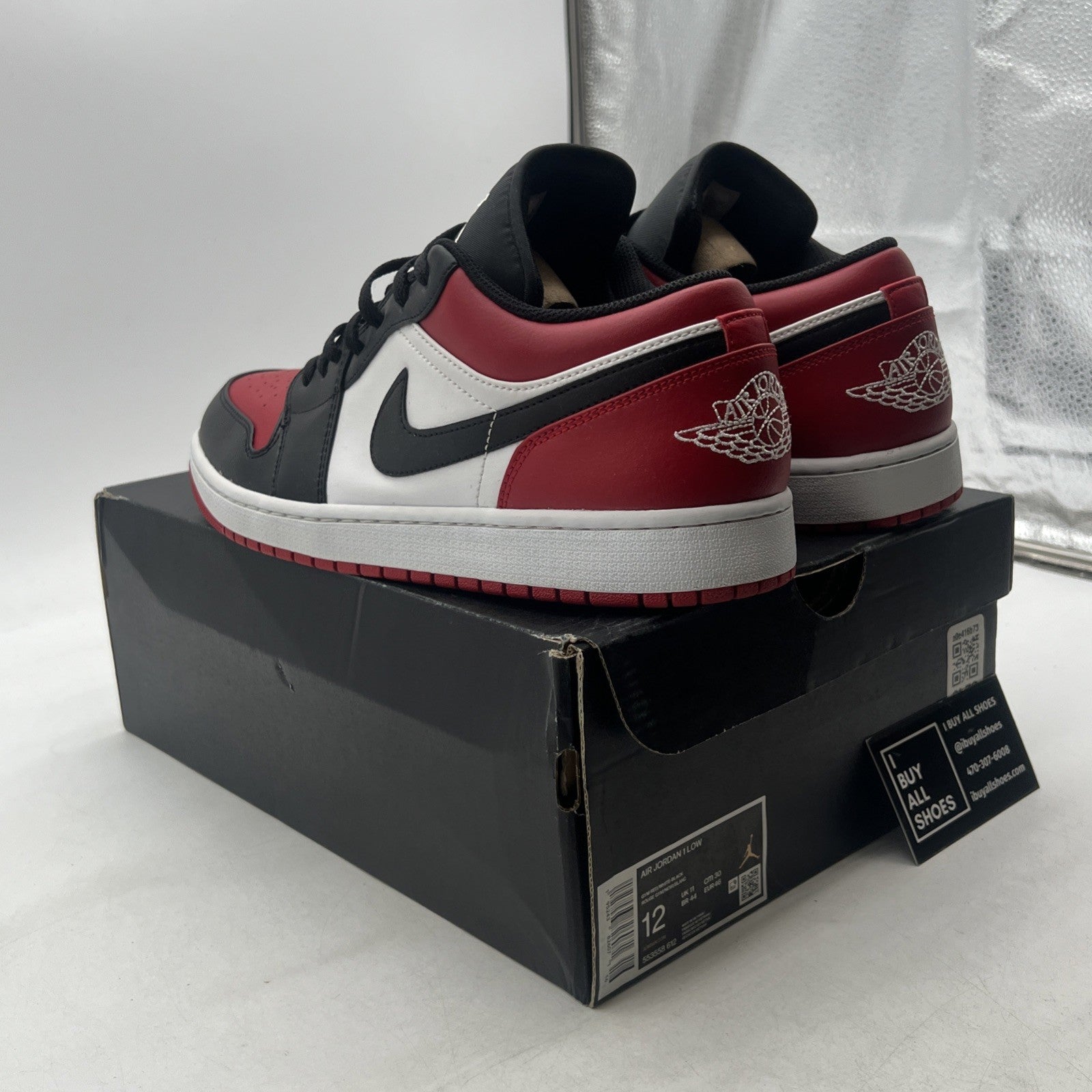 Size 12 - Air Jordan 1 Low Bred Toe (553558-612)