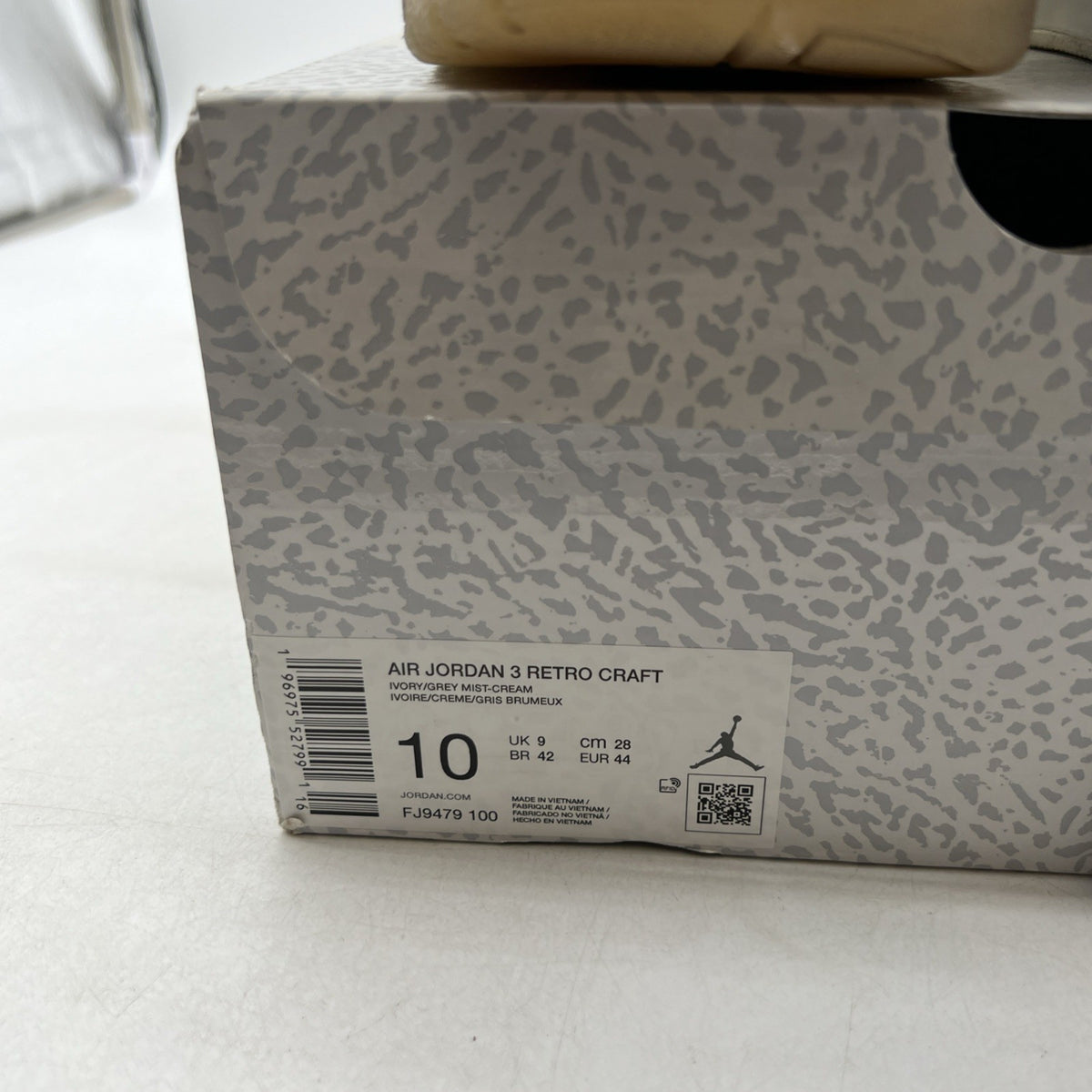 Size 10 - Air Jordan 3 Retro Craft Ivory/Grey White Leather (FJ9579-100)