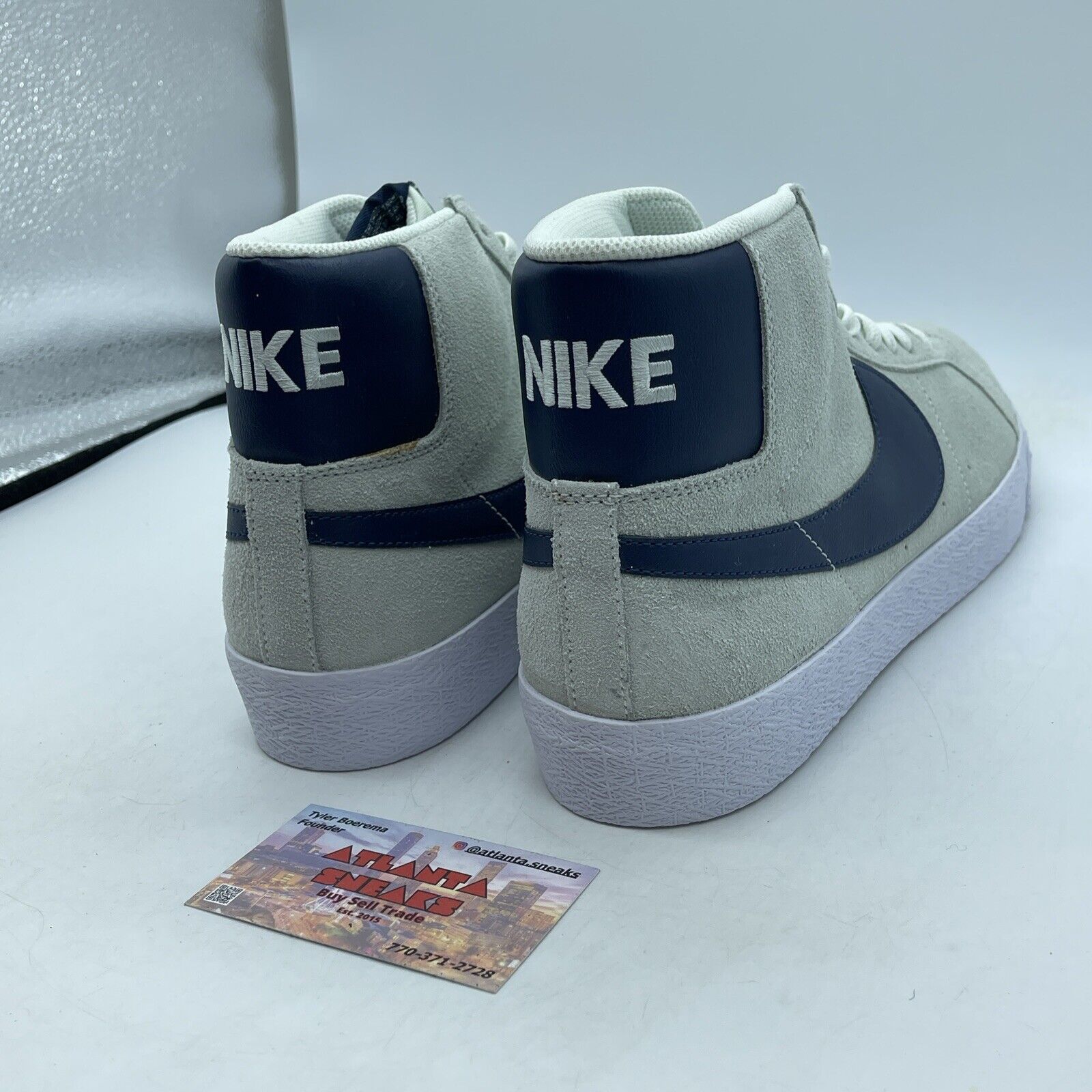Size 12 - Nike Zoom Blazer SB Mid Barely Green Navy Suede Leather (864349-303)