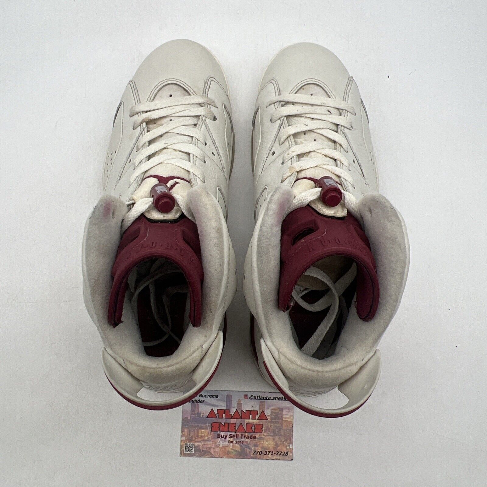 Size 8.5 - Air Jordan 6 Retro 2015 Maroon White Leather (384664-123)