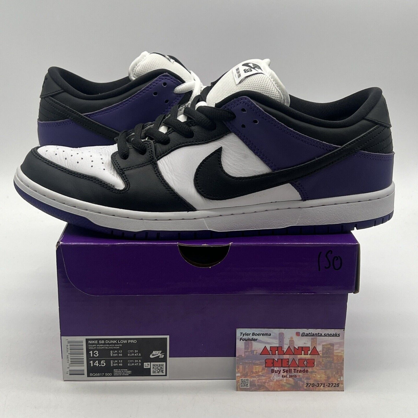 Size 13 - Nike Dunk SB Low Court Purple Black White Purple Leather (BQ6817-500)