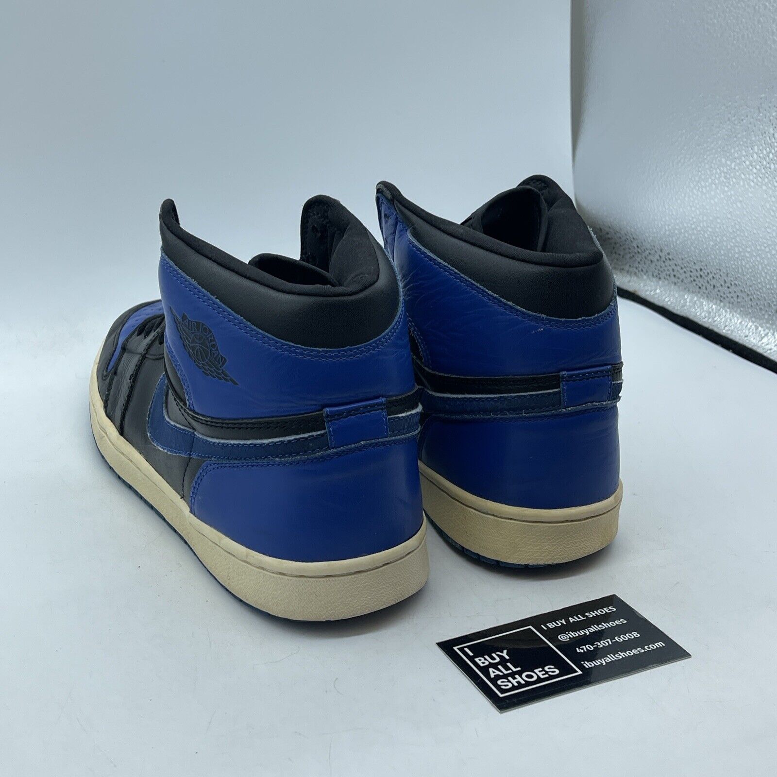 Size 12 - Air Jordan 1 Retro 2001 Royal Blue Black White Leather (136066-041)