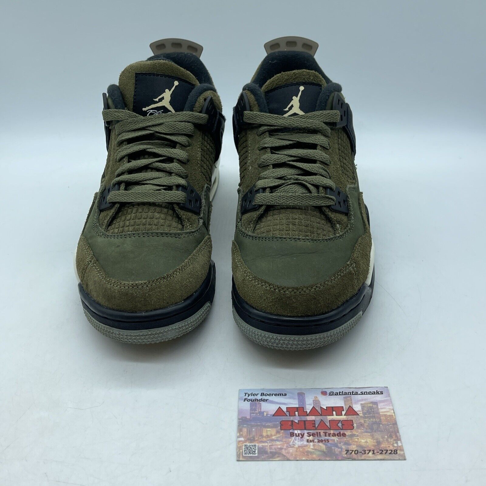 Size 7Y - Jordan 4 SE Retro Low Craft - Olive White Black Suede (FB9928-200)