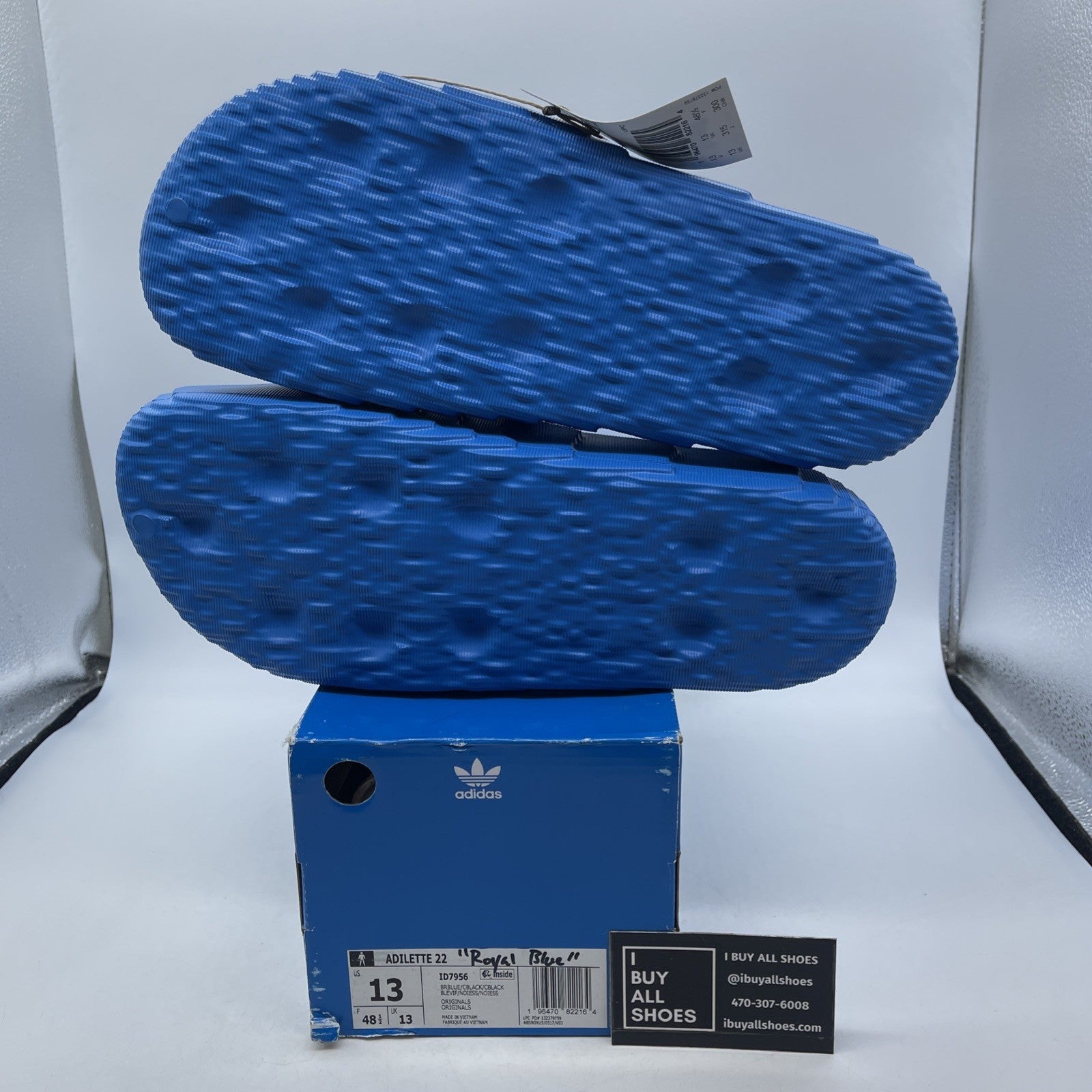 Size 13 - adidas Originals Adilette 22 Slides Black Blue (ID7956)