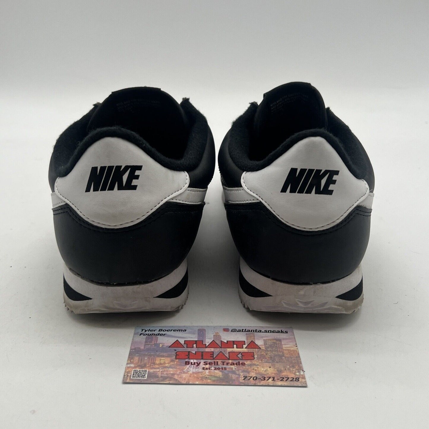 Size 10 - Nike Cortez Basic Leather Black White (819719-012)