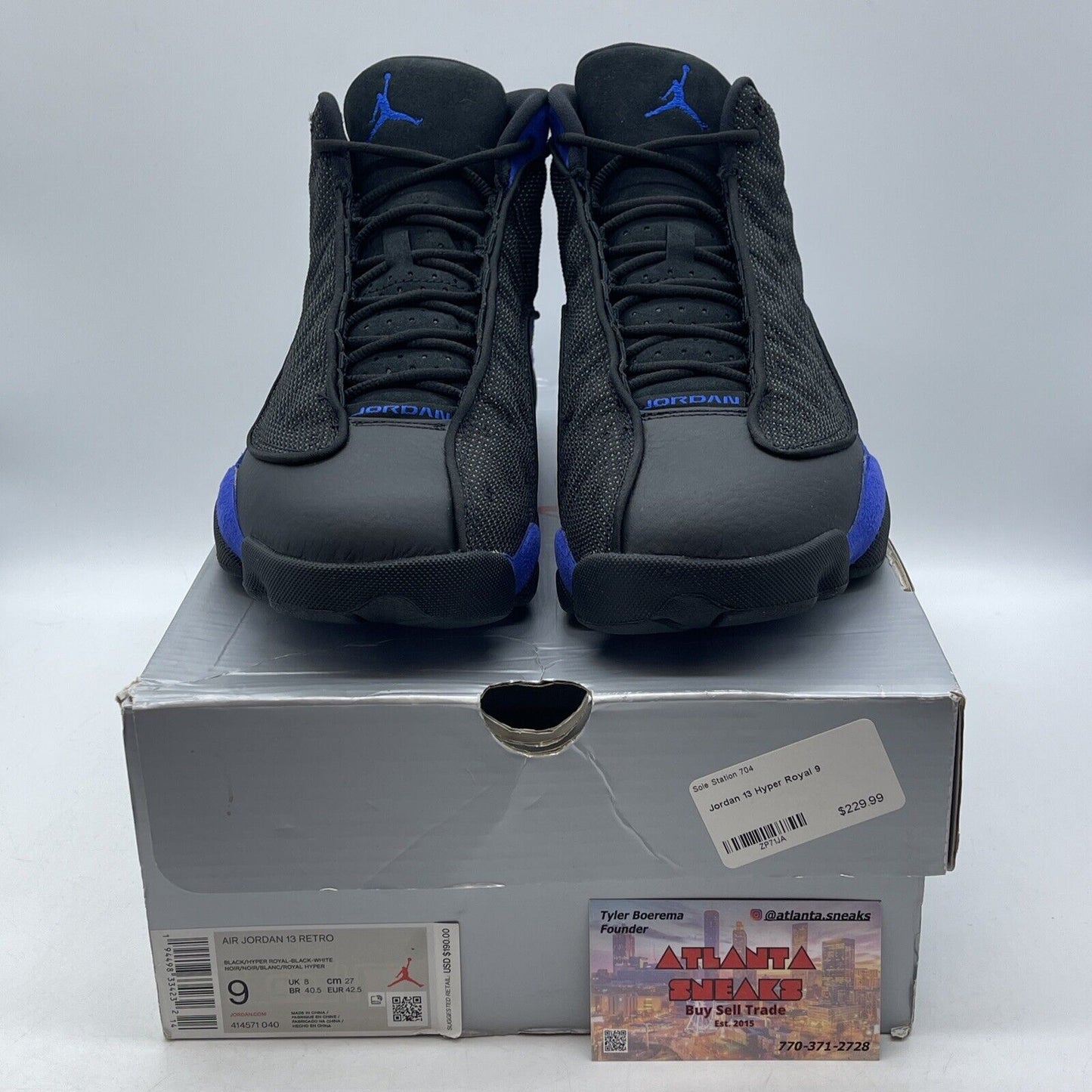 Size 9 - Jordan 13 Retro Hyper Royal 2020 Black Blue Suede Leather (414571-040)