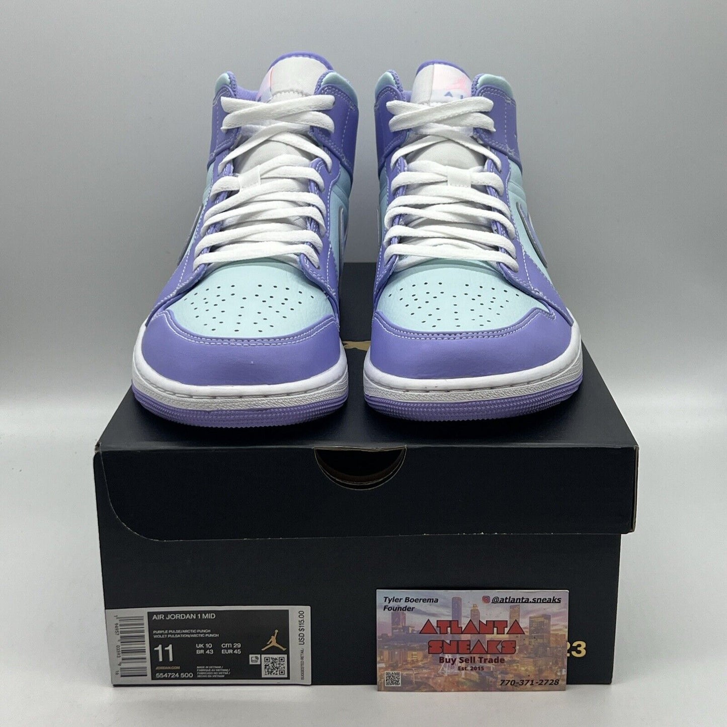 Size 11 - Jordan 1 Mid Purple White Brand New Og All