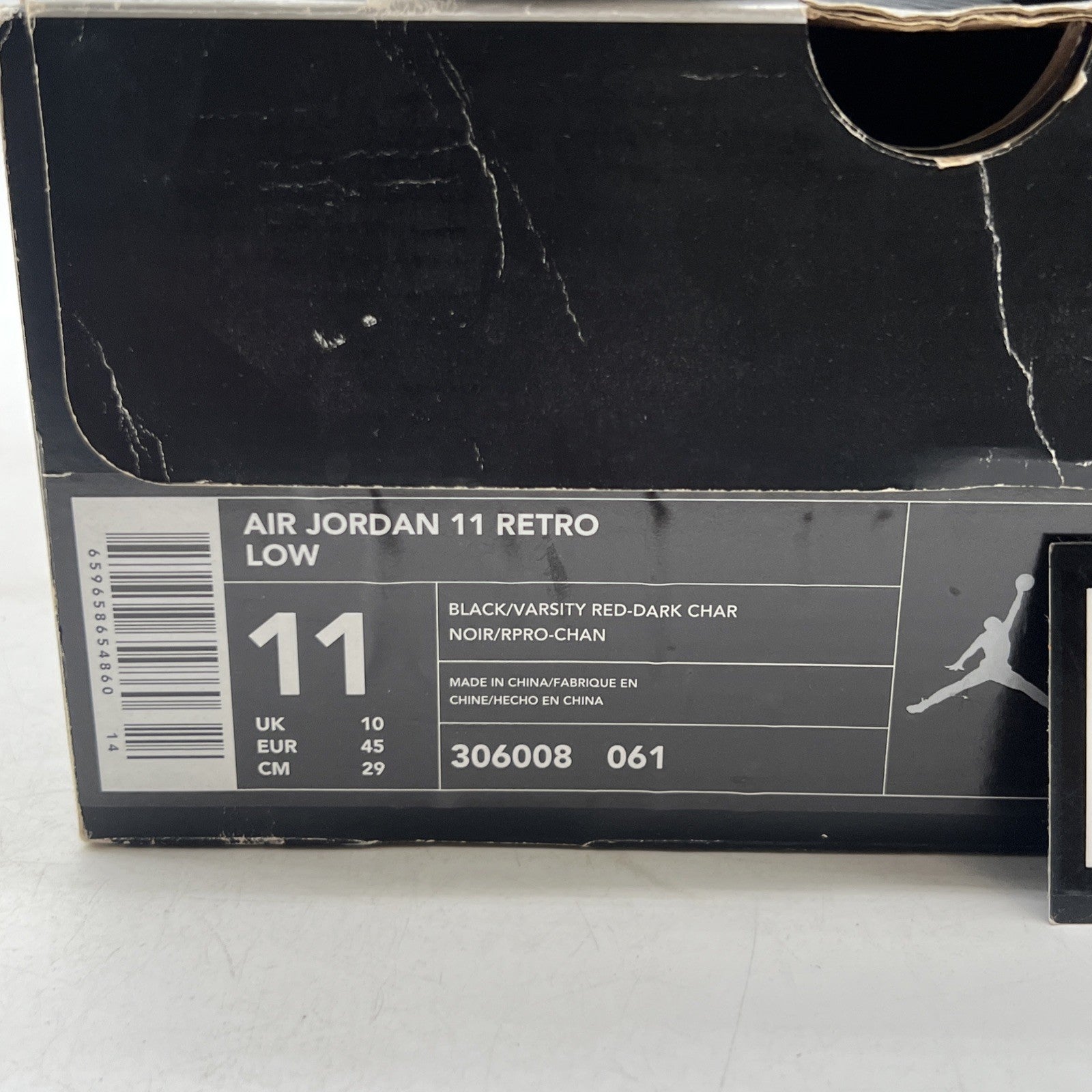 Size 11 - Air Jordan 11 Retro IE 2003 Low Black Charcoal Red (306008-061)