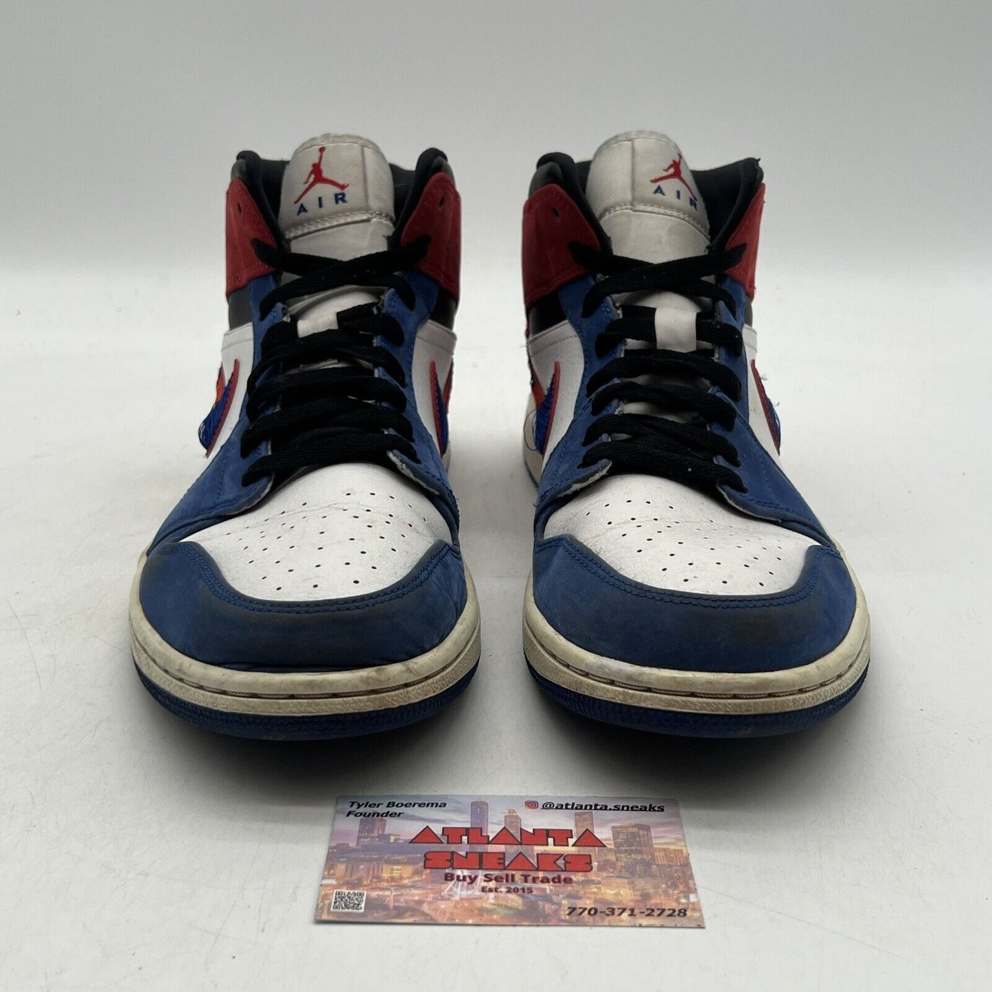 Size 10 - Air Jordan 1 Mid Multicolored Swoosh Blue Red White (852542-146)