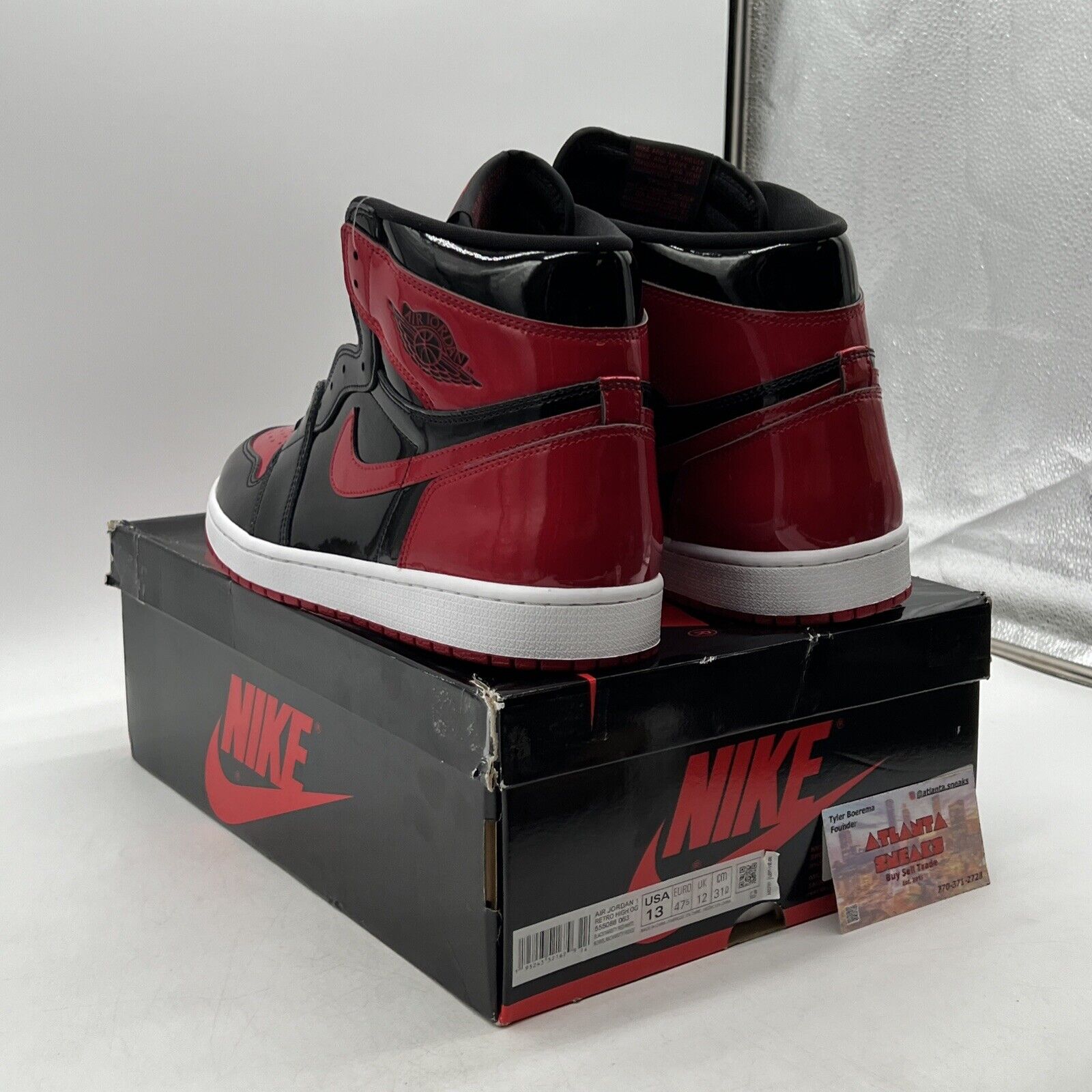 Size 13 - Jordan 1 Retro OG High Patent Bred Black Red White (555088-063)