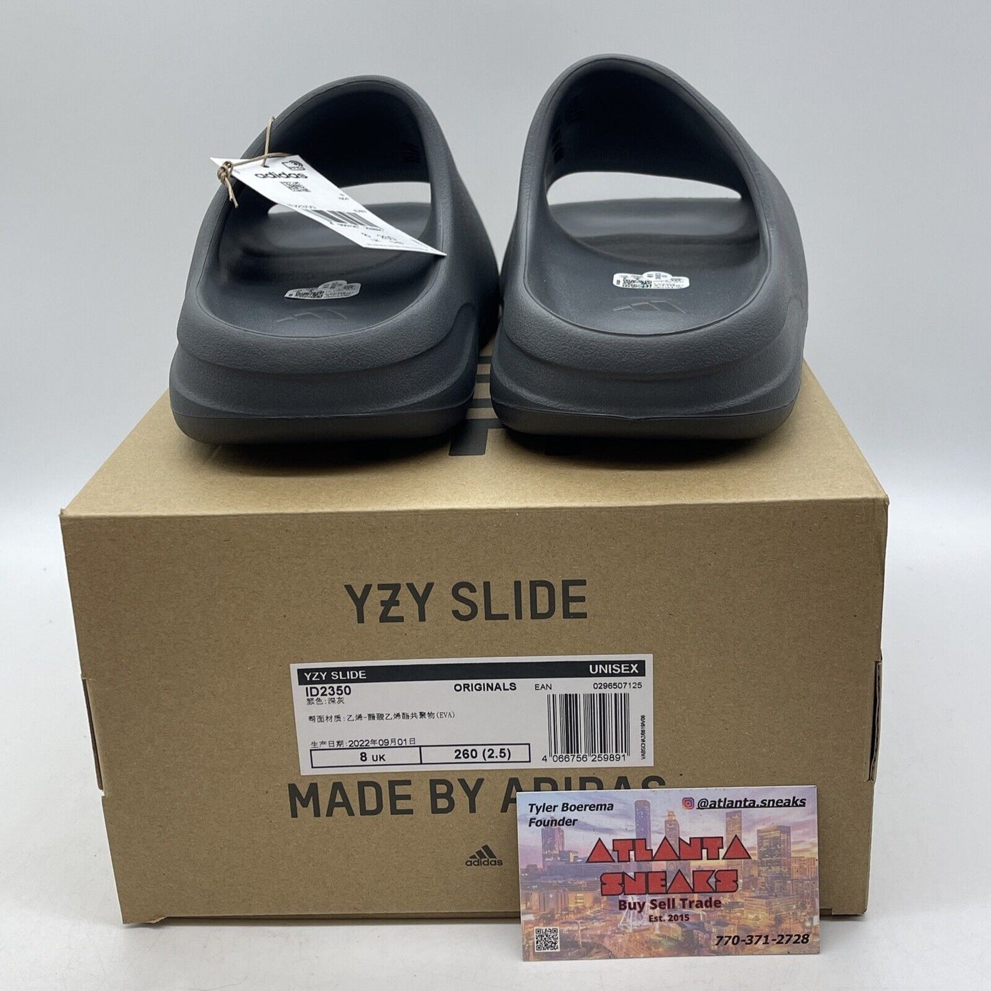 Size 8 - Adidas Yeezy Slide Slate Grey Black  (ID2350)