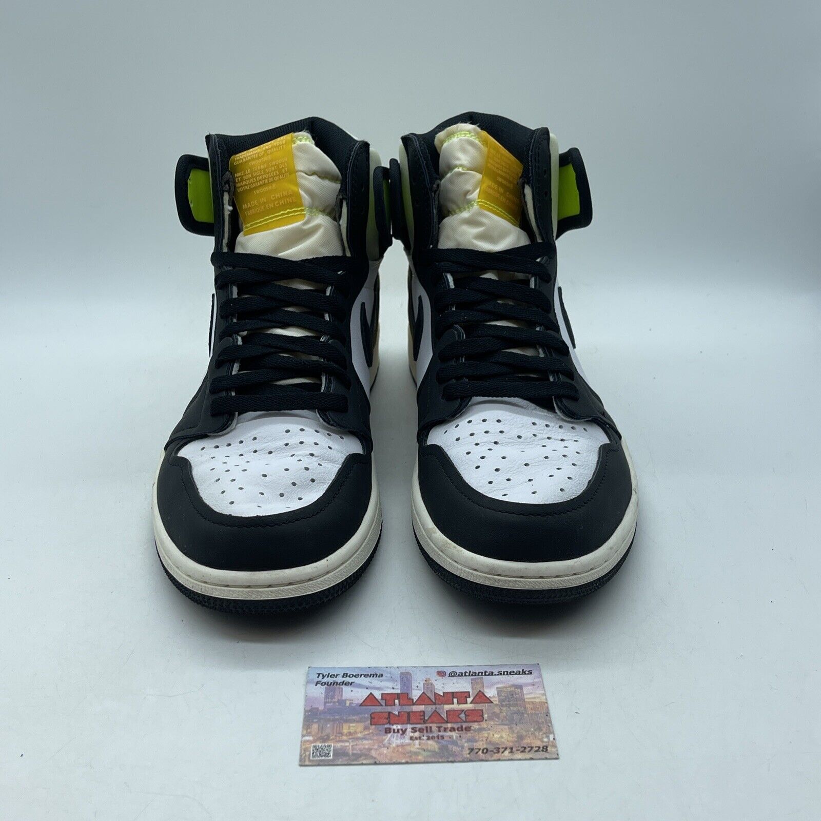 Size 8.5 - Jordan 1 Retro High OG Volt White Yellow Black Leather (555088-118)