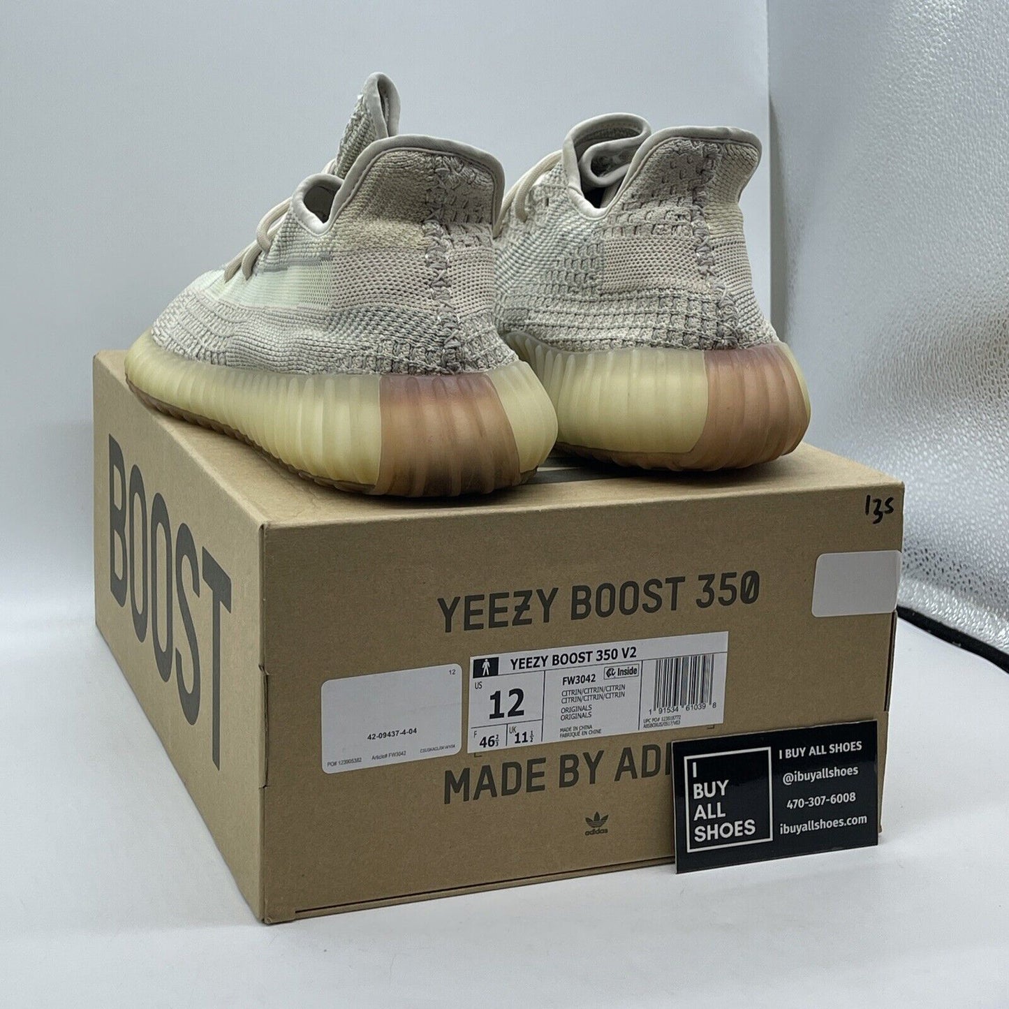 Size 12 - Yeezy Boost 350 V2 Citrin Non-Reflective Blue White Suede (FW3042)