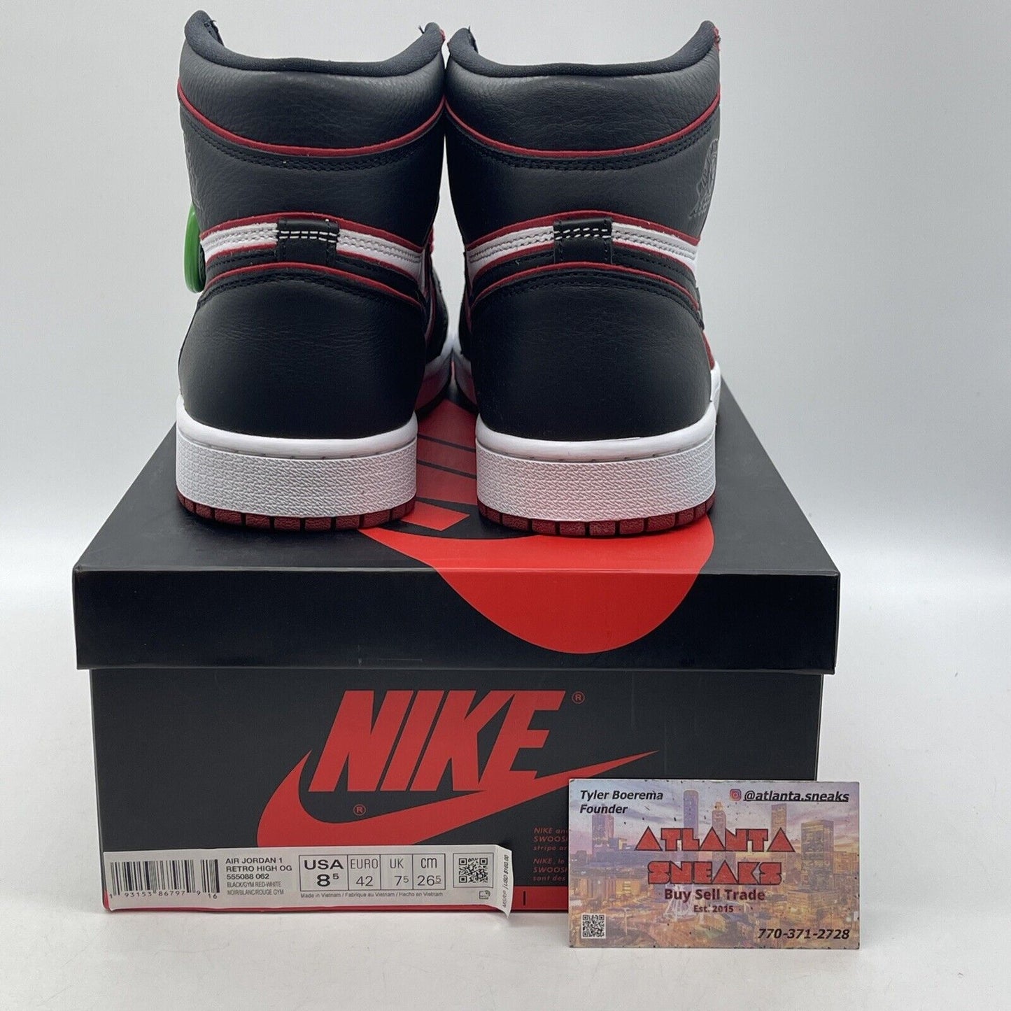 Size 8.5 - Jordan 1 Retro High OG Bloodline 2019 Black Red White (555088-062)