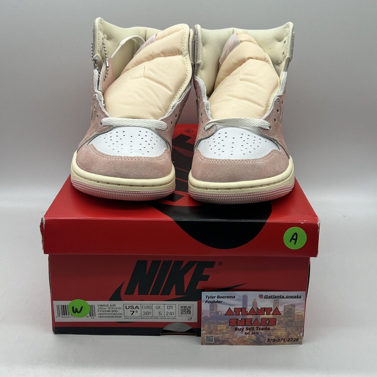 Size 7.5 - Jordan 1 Retro OG High Washed Pink W Brand New Og All White