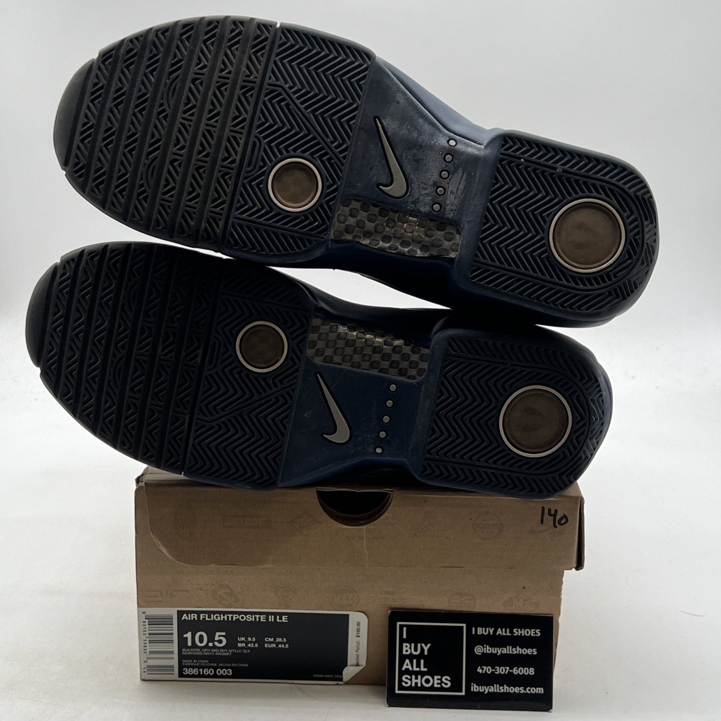Size 10.5 - Nike Air Flightposite 2 Black Midnight Navy (386160-003)