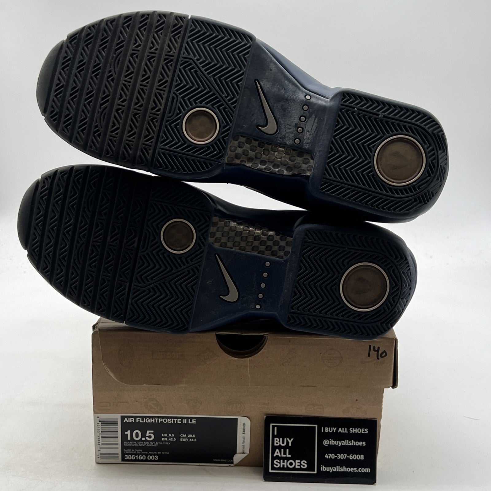 Size 10.5 - Nike Air Flightposite 2 Black Midnight Navy (386160-003)