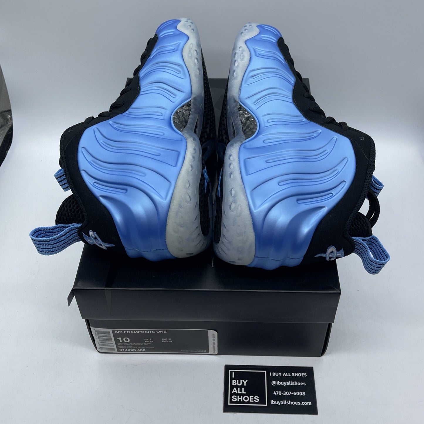 Size 10 - Nike Air Foamposite One University Blue Black Suede (314996-402)