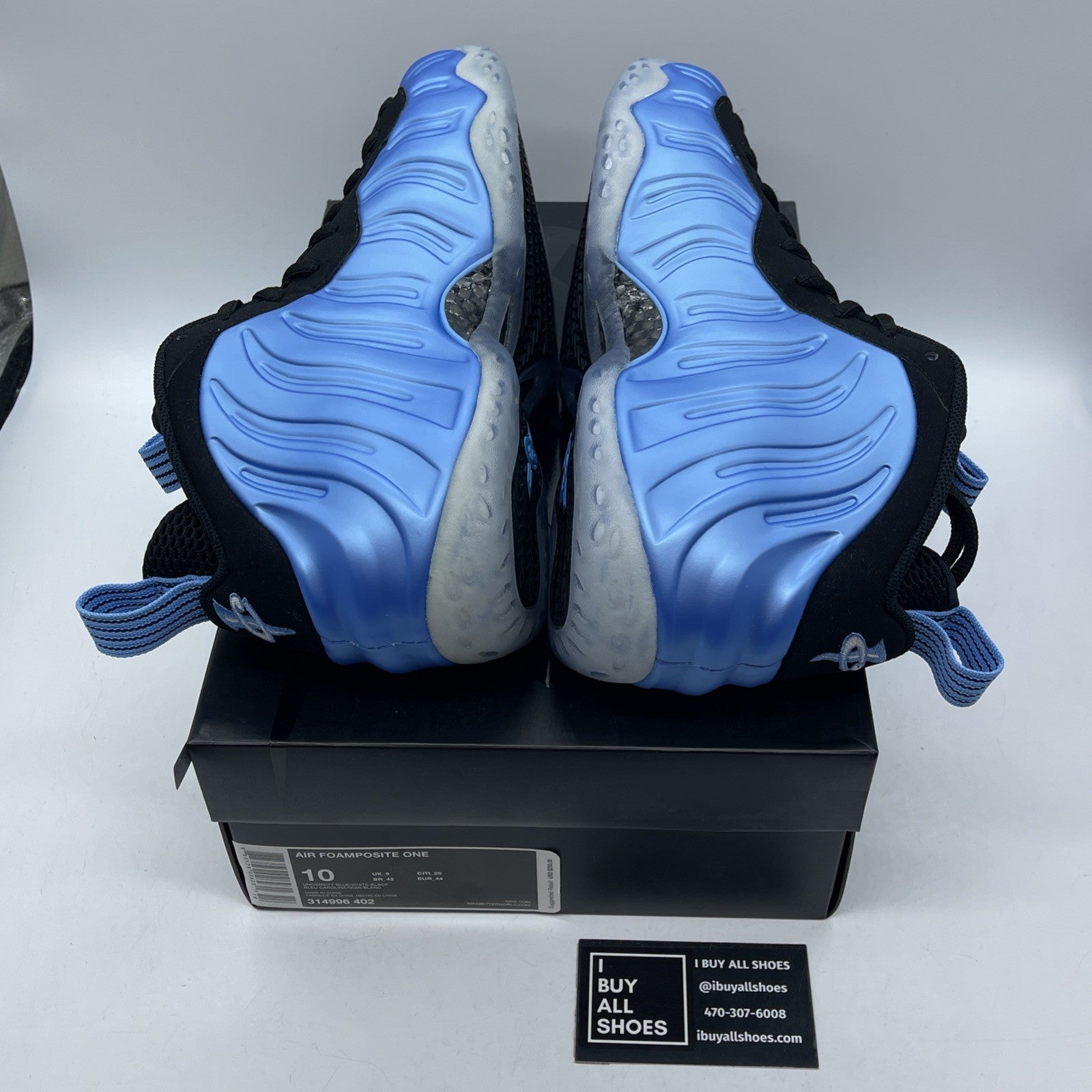 Size 10 - Nike Air Foamposite One University Blue Black Suede (314996-402)