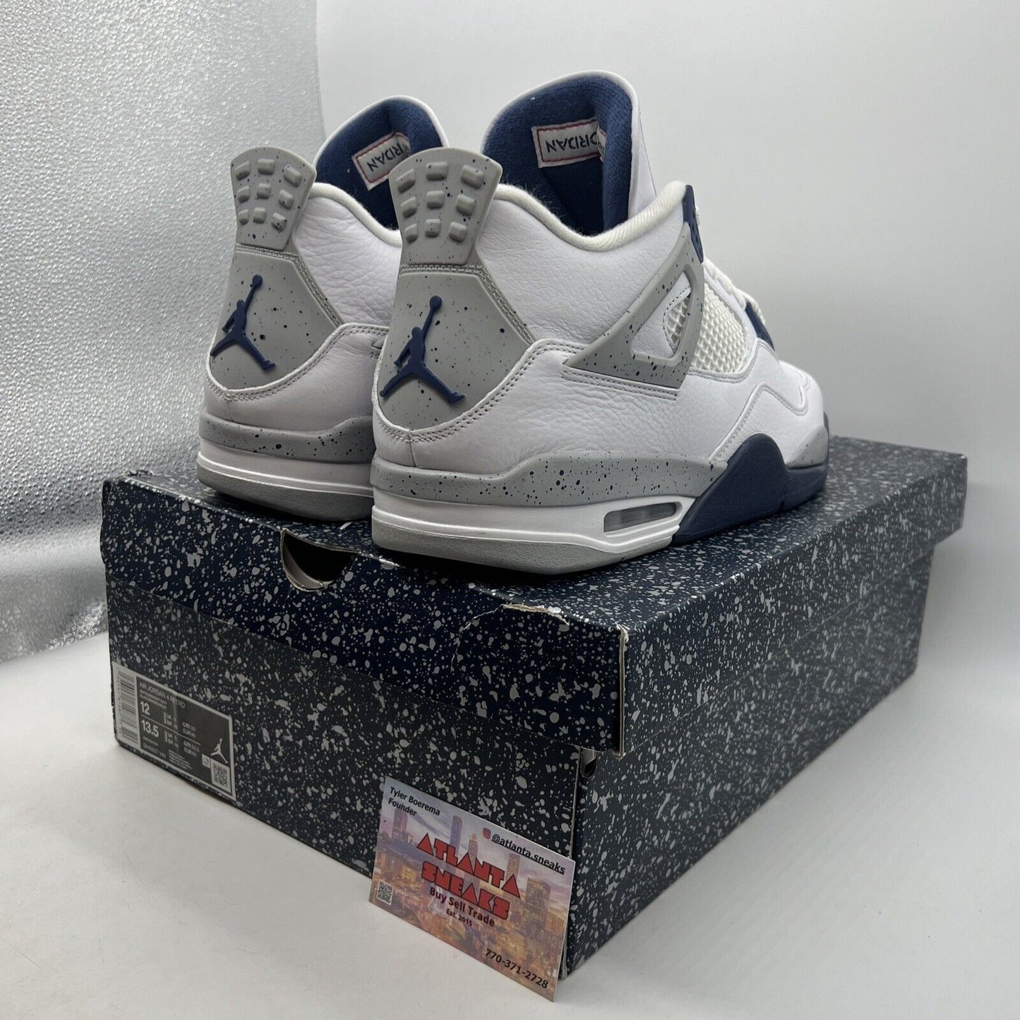 Size 12 - Jordan 4 Retro Mid Midnight Navy White Leather (DH6927-140)